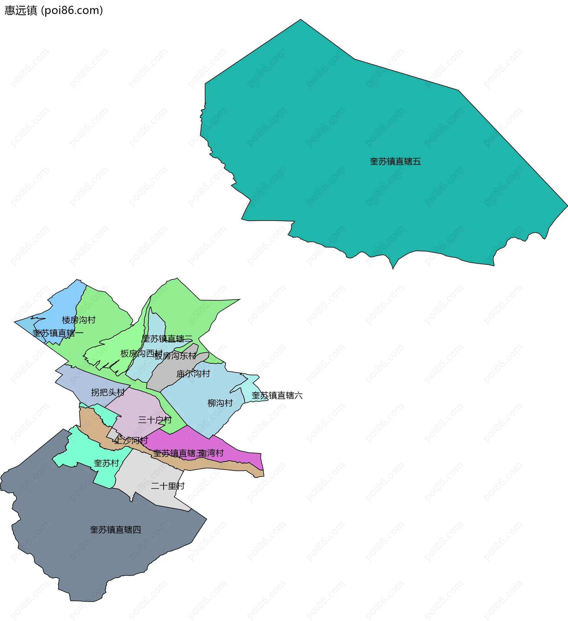 惠远镇边界地图(五级行政区划)