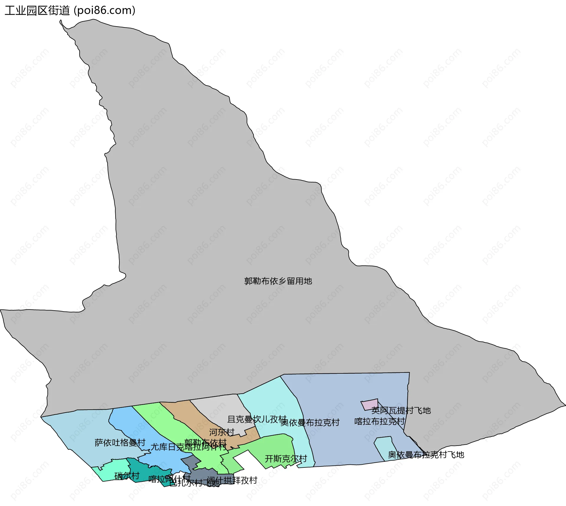 工业园区街道边界地图(五级行政区划)