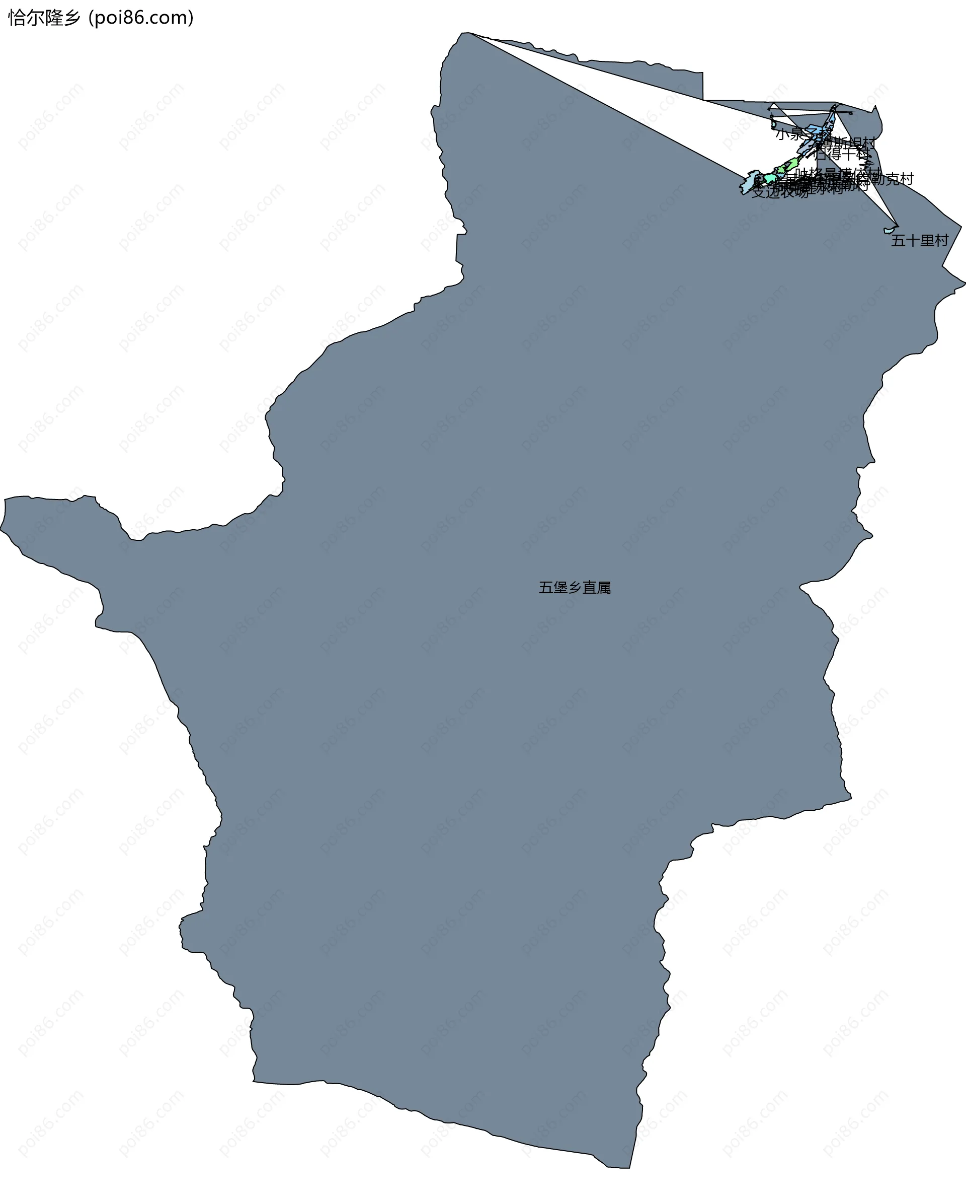 恰尔隆乡边界地图(五级行政区划)