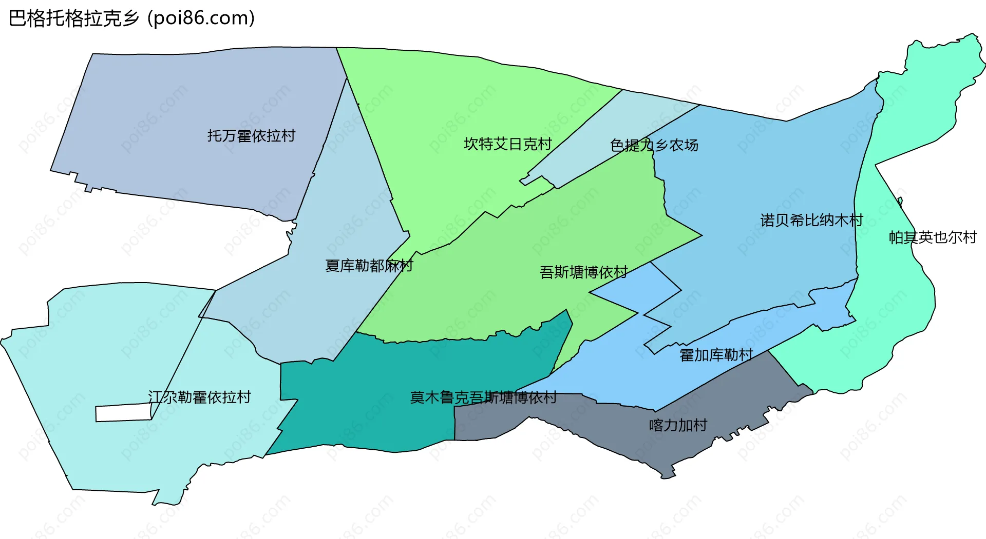 巴格托格拉克乡边界地图(五级行政区划)