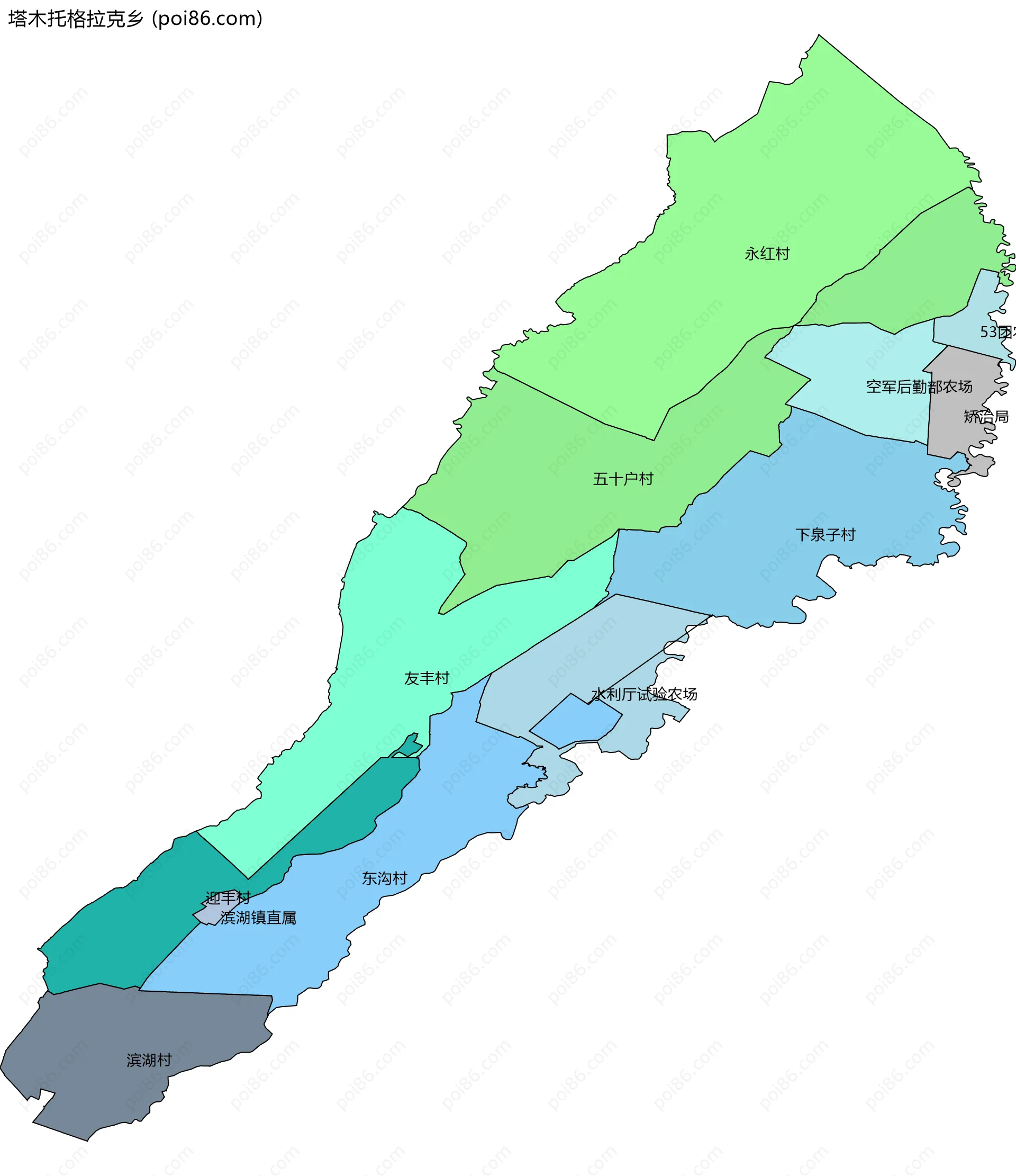 塔木托格拉克乡边界地图(五级行政区划)