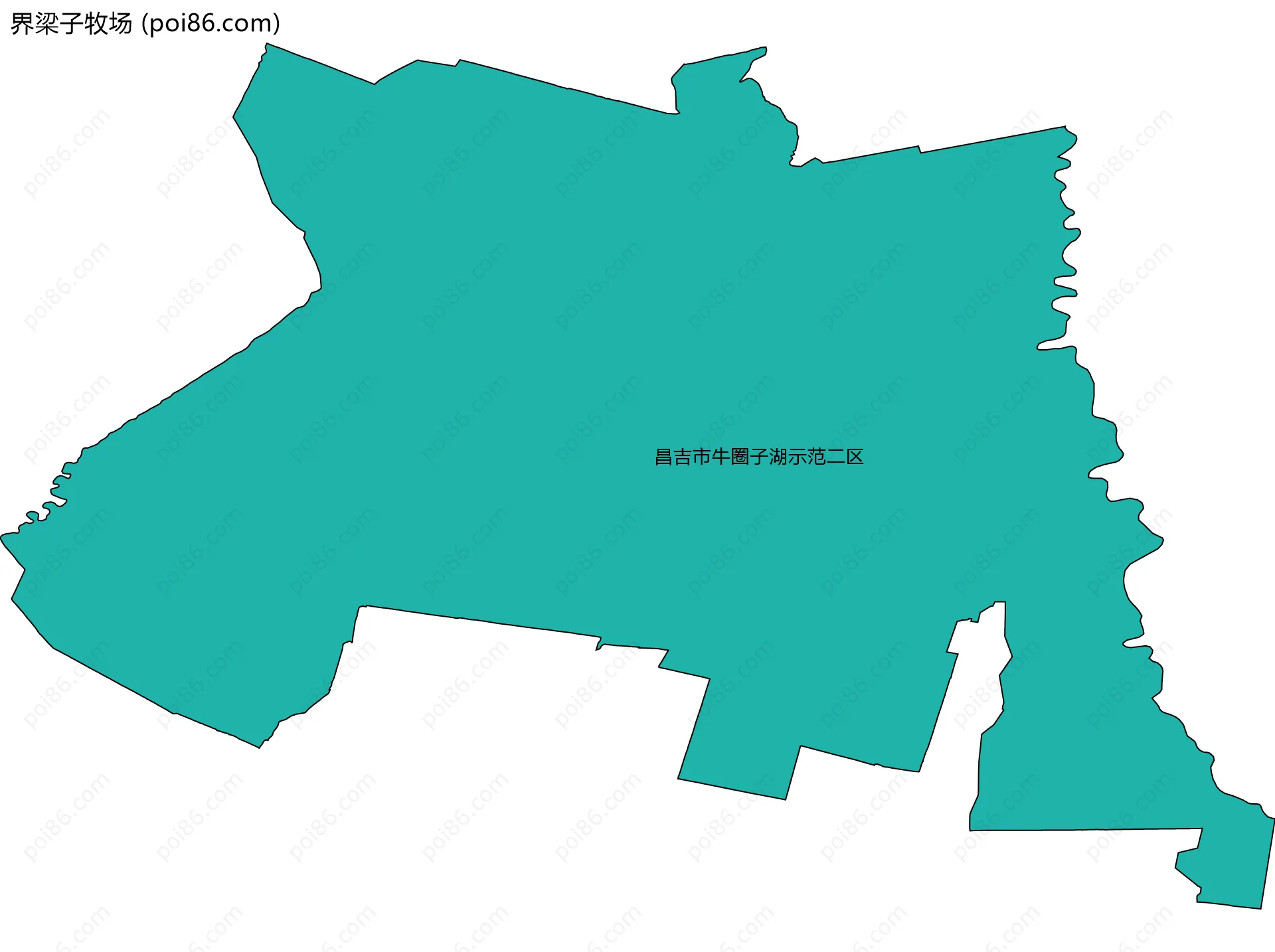 界梁子牧场边界地图(五级行政区划)