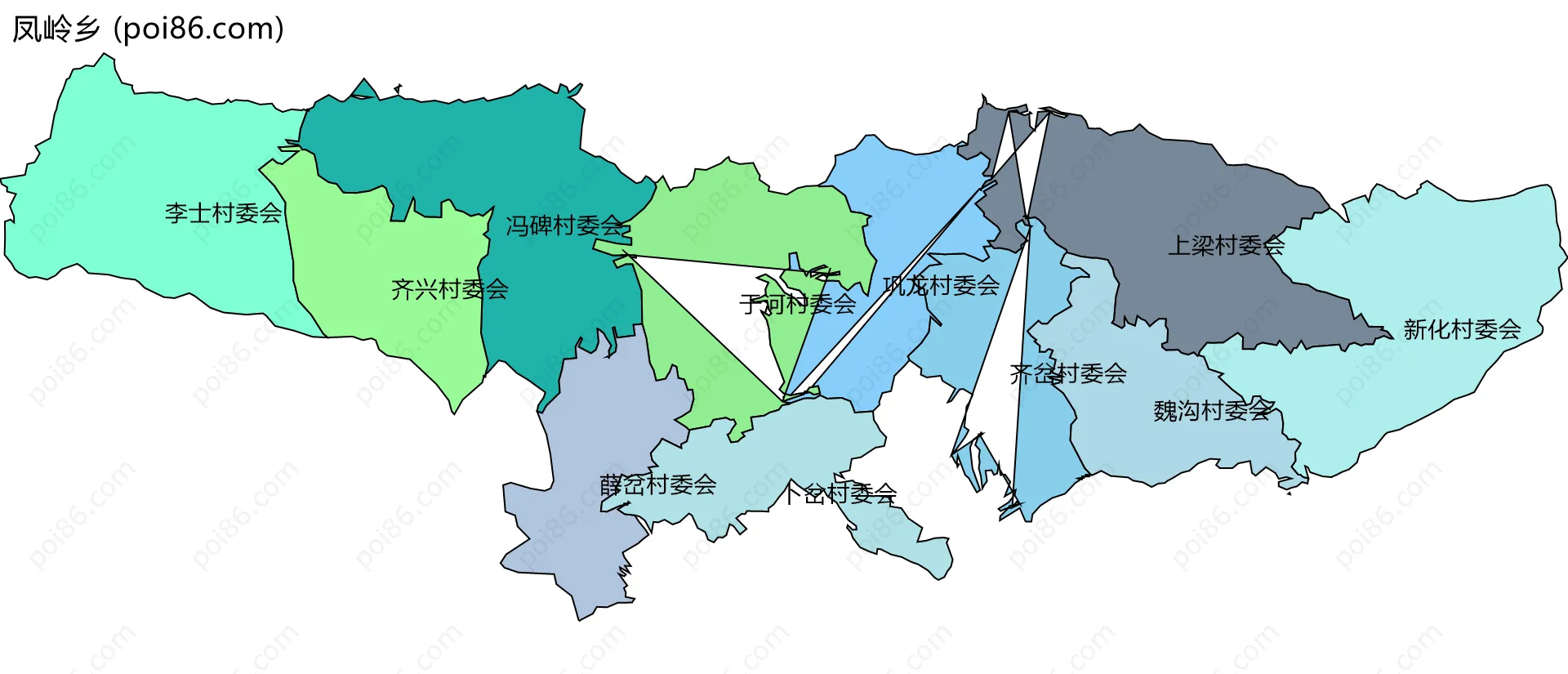 凤岭乡边界地图(五级行政区划)