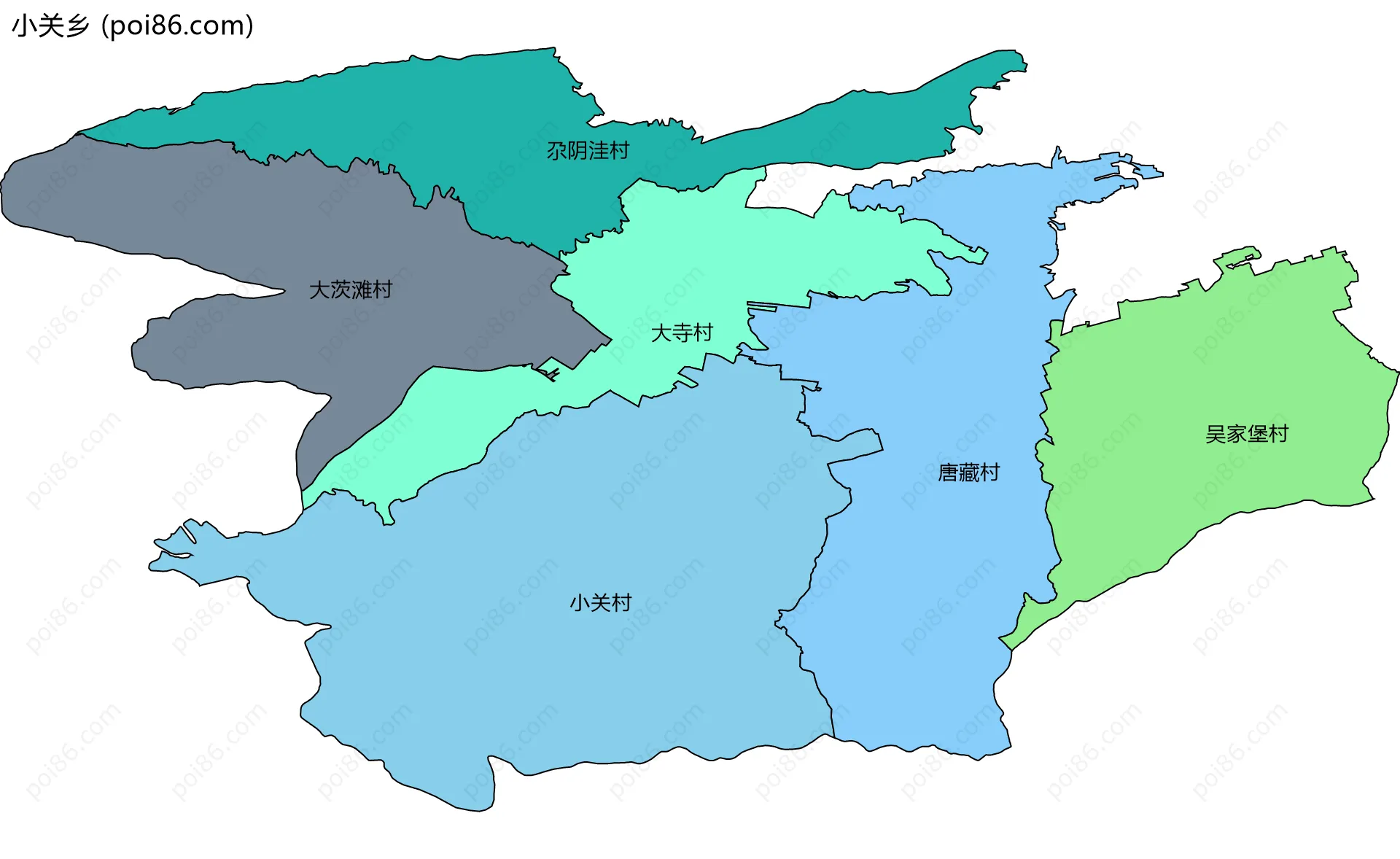 小关乡边界地图(五级行政区划)