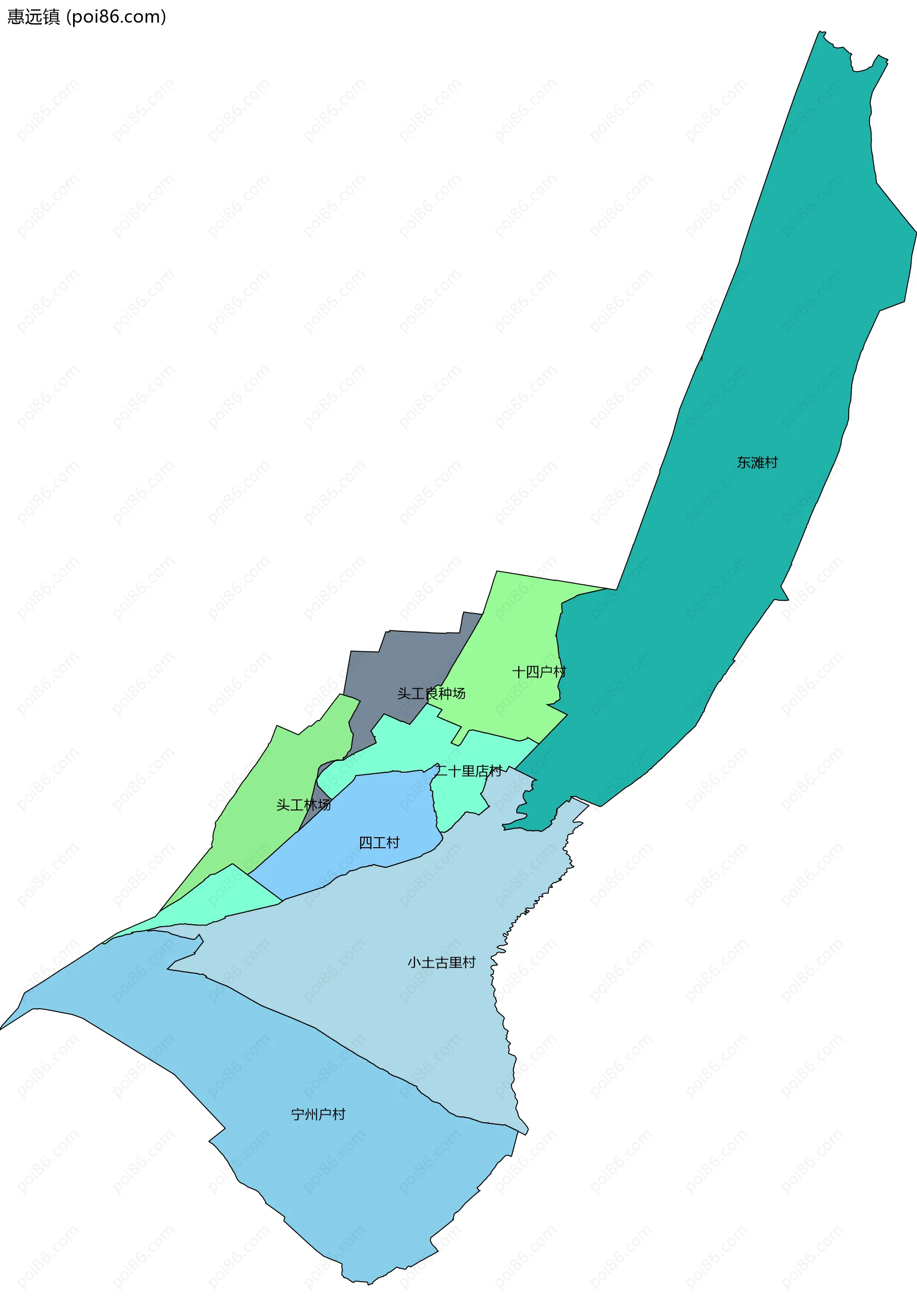 惠远镇边界地图(五级行政区划)