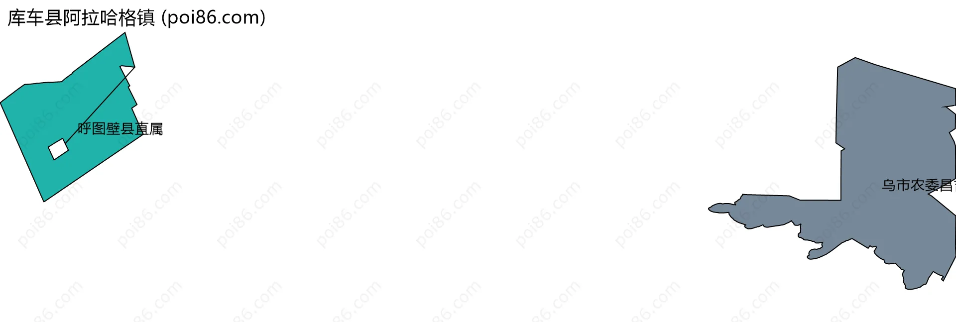 库车县阿拉哈格镇边界地图(五级行政区划)