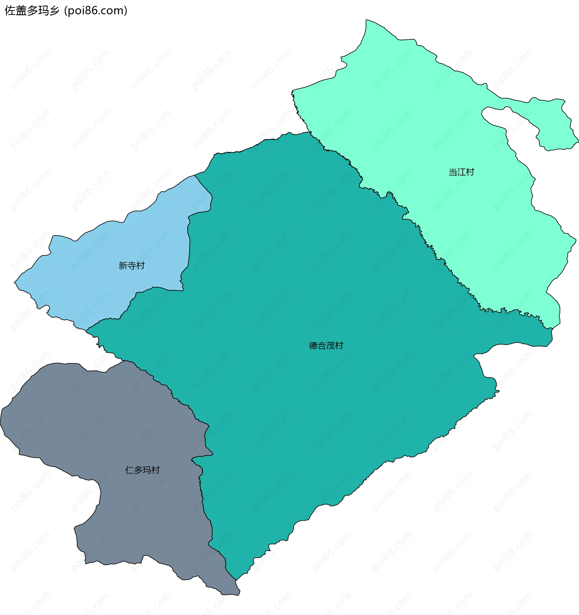 佐盖多玛乡边界地图(五级行政区划)