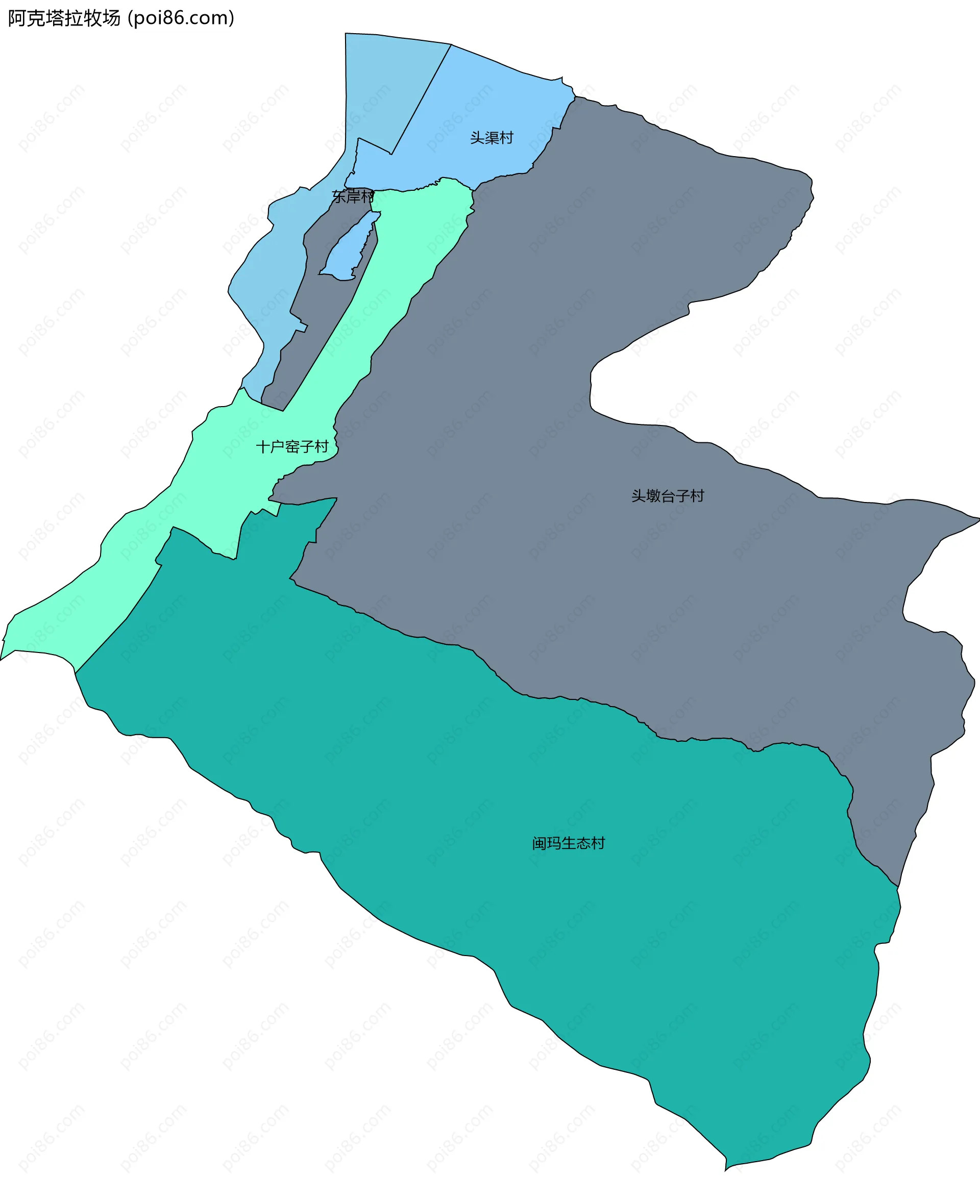 阿克塔拉牧场边界地图(五级行政区划)
