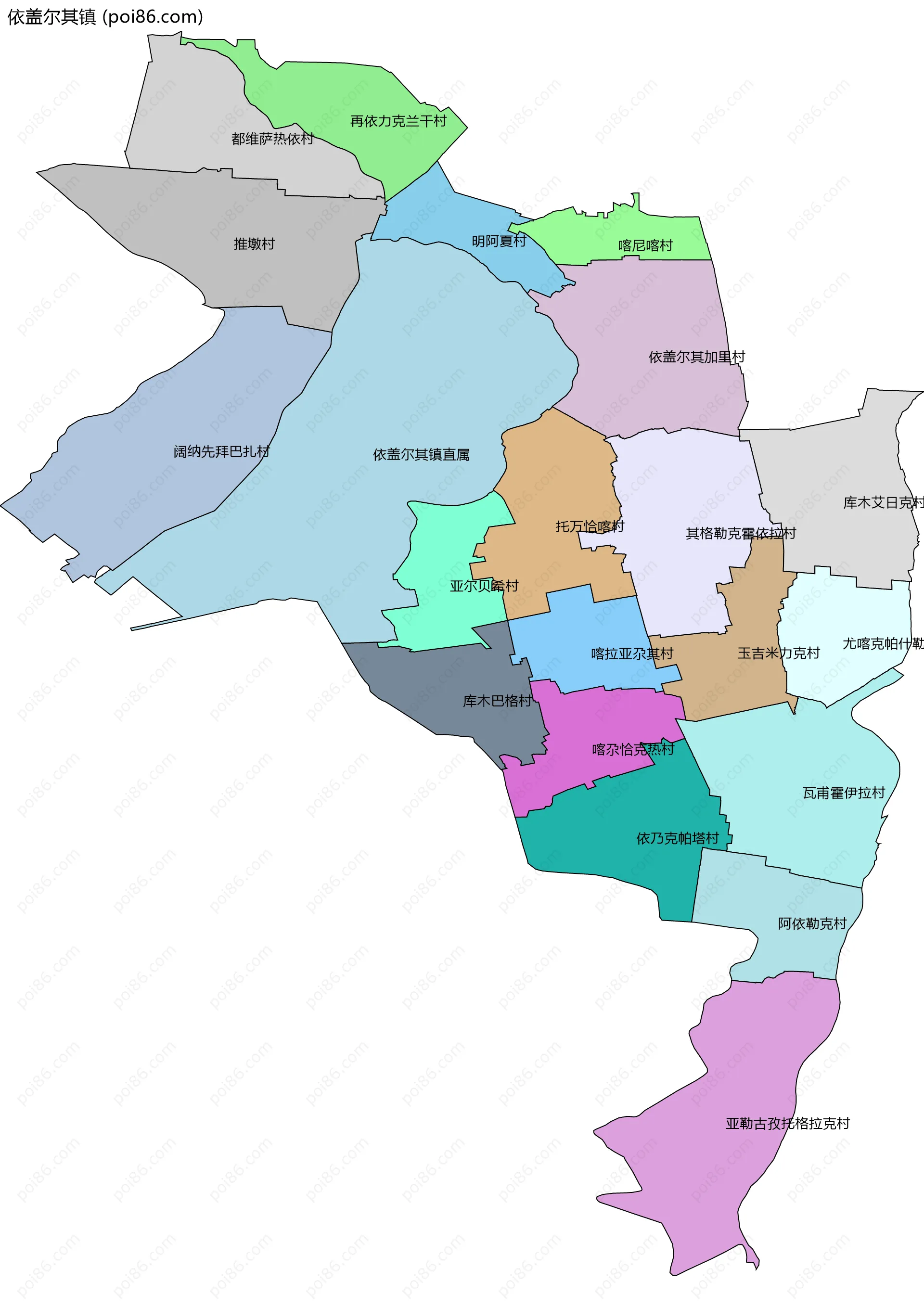 依盖尔其镇边界地图(五级行政区划)