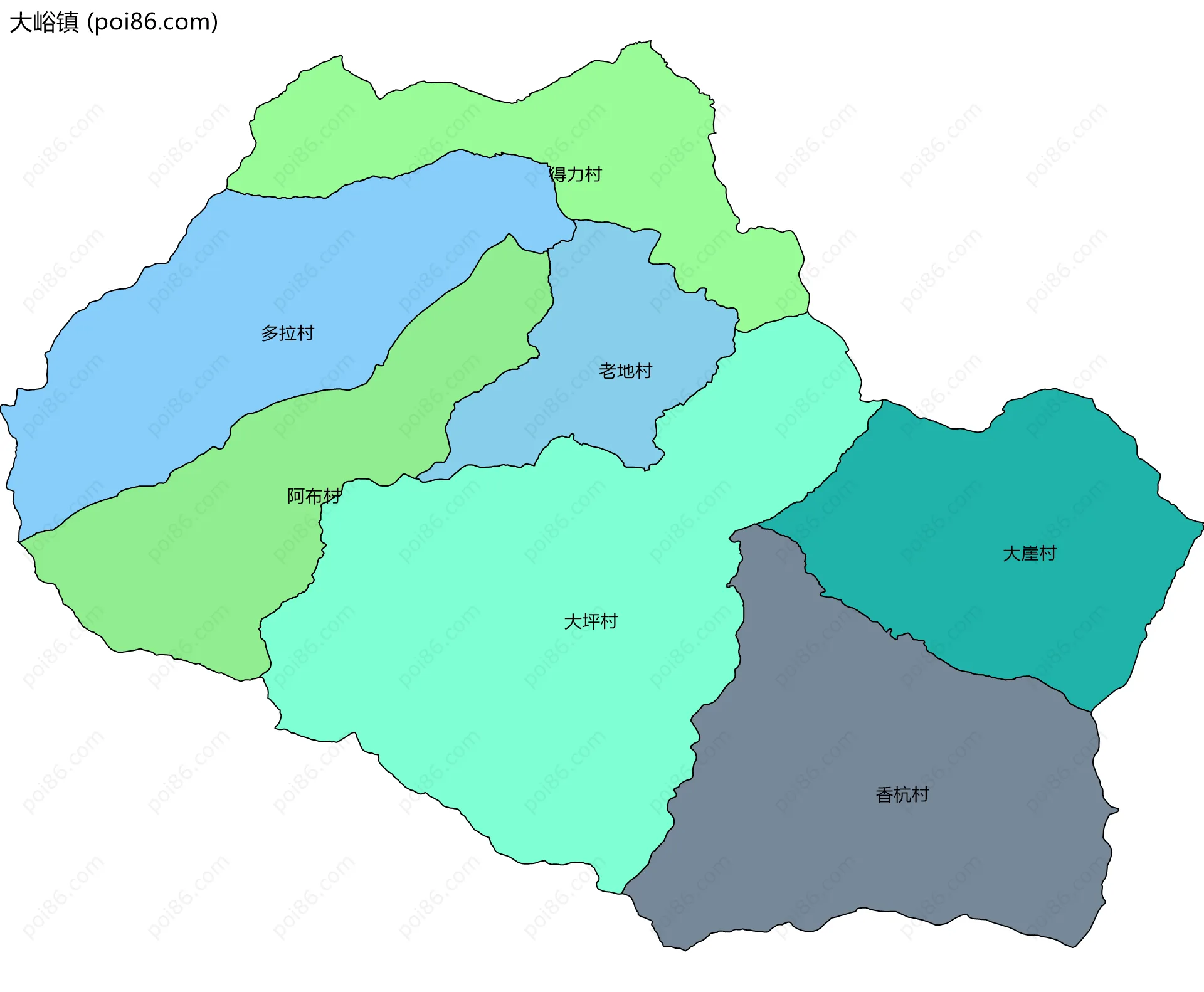 大峪镇边界地图(五级行政区划)