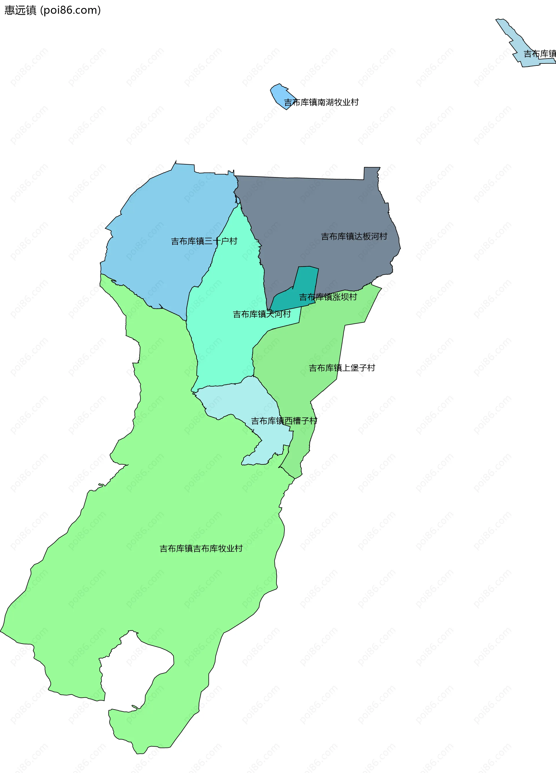 惠远镇边界地图(五级行政区划)