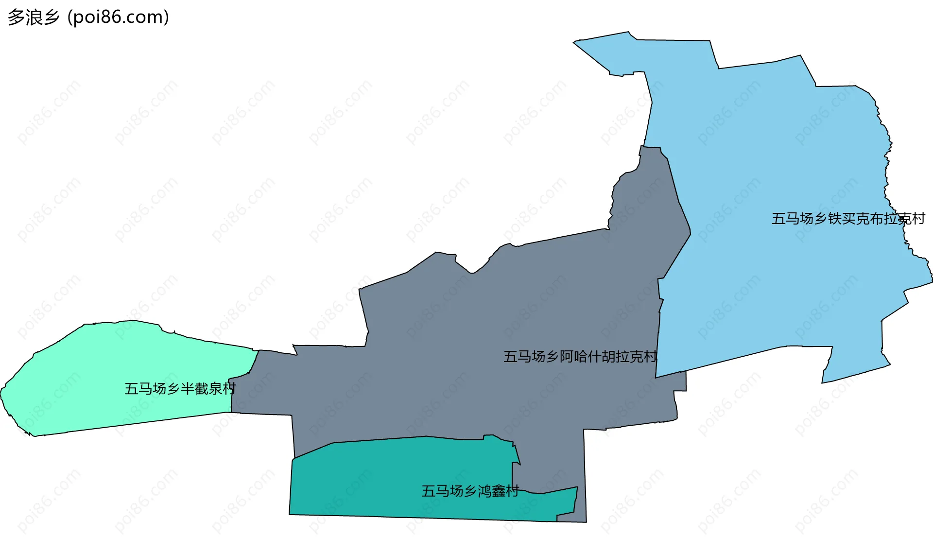 多浪乡边界地图(五级行政区划)