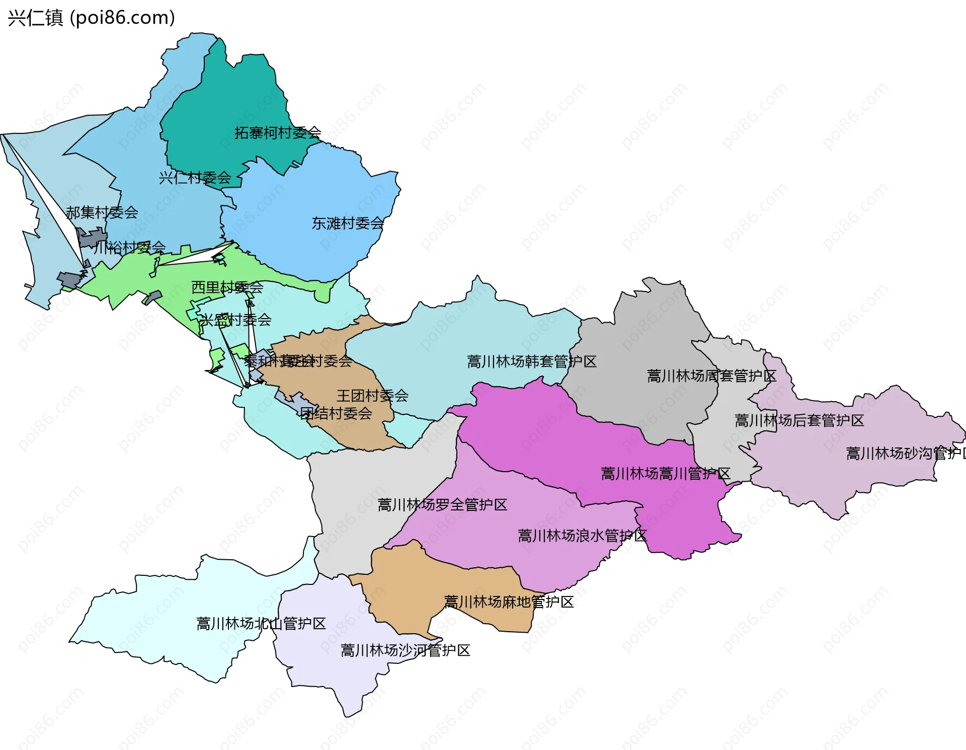 兴仁镇边界地图(五级行政区划)