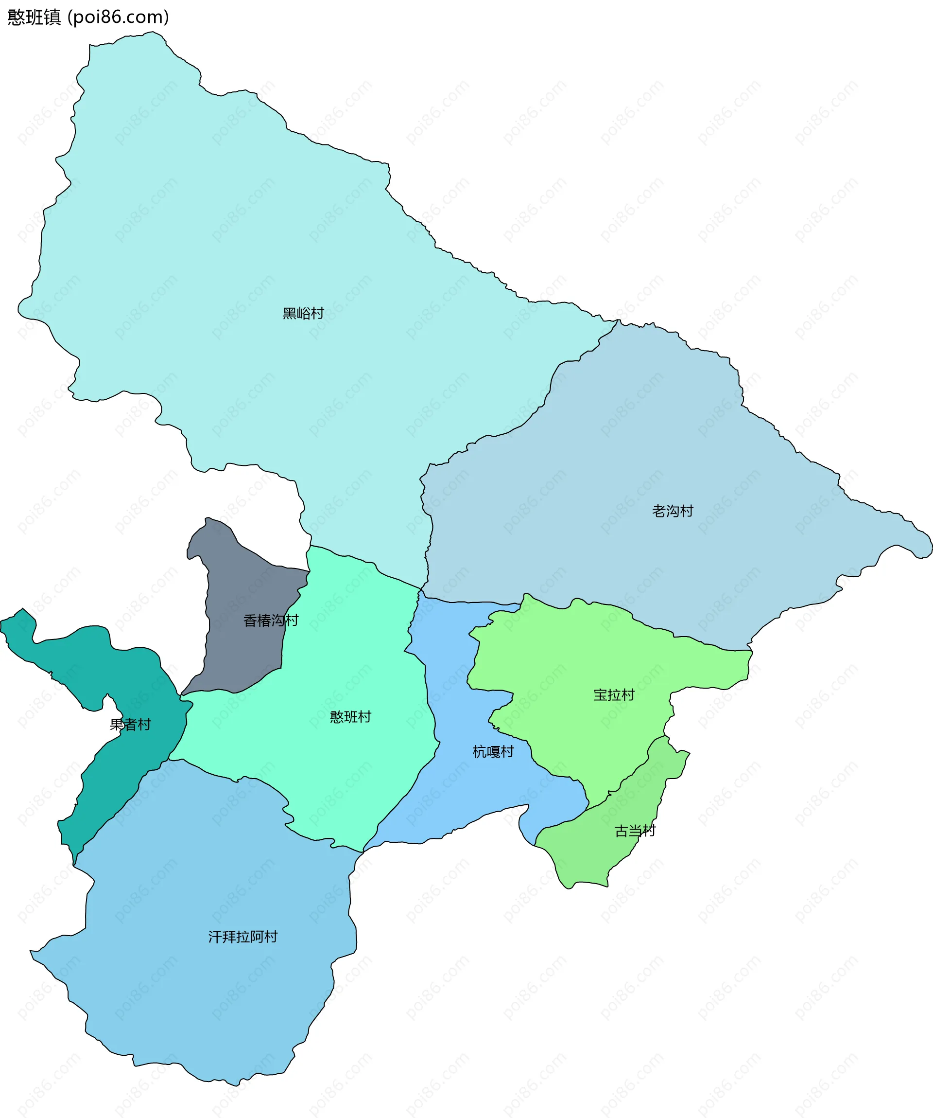 憨班镇边界地图(五级行政区划)