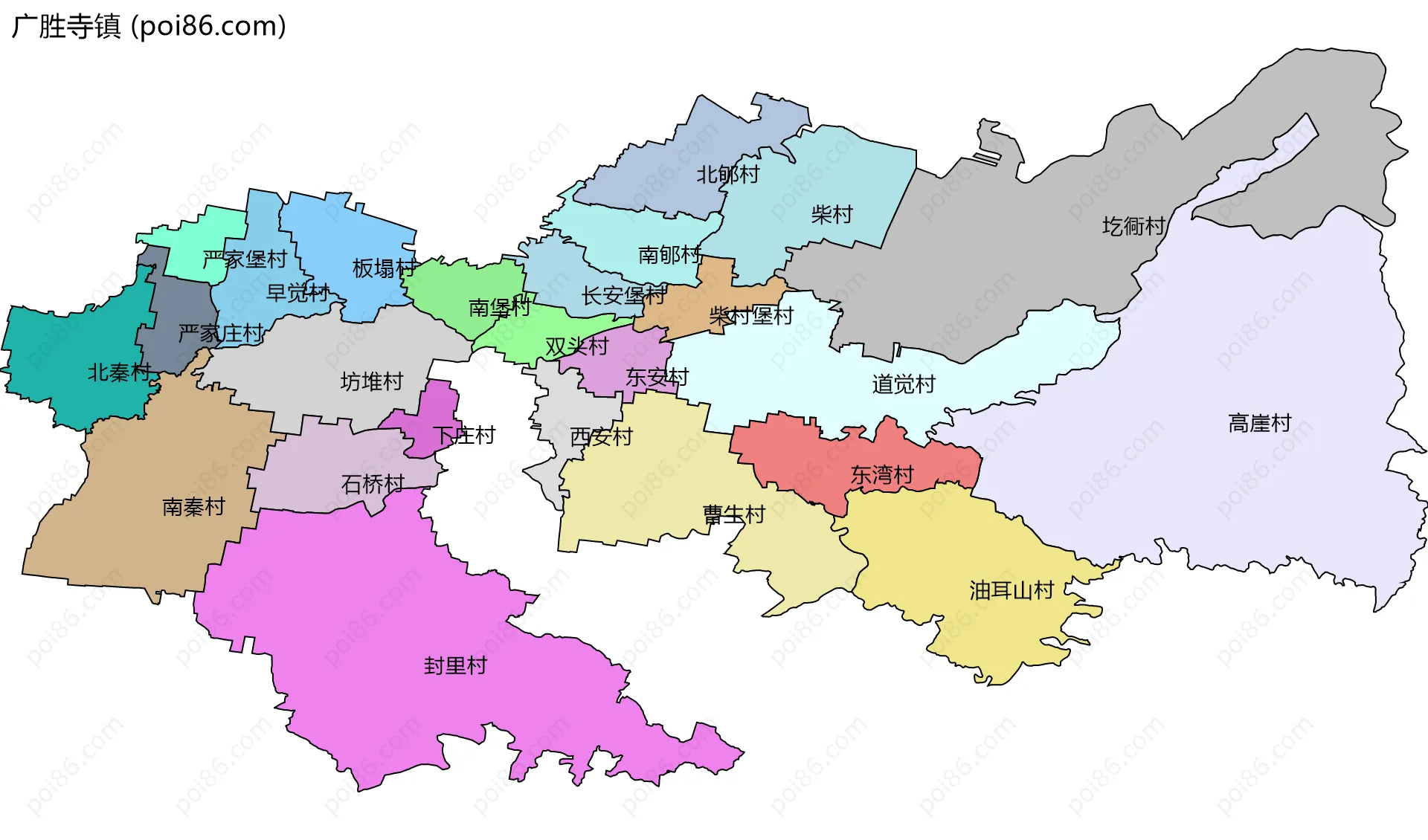 广胜寺镇边界地图(五级行政区划)