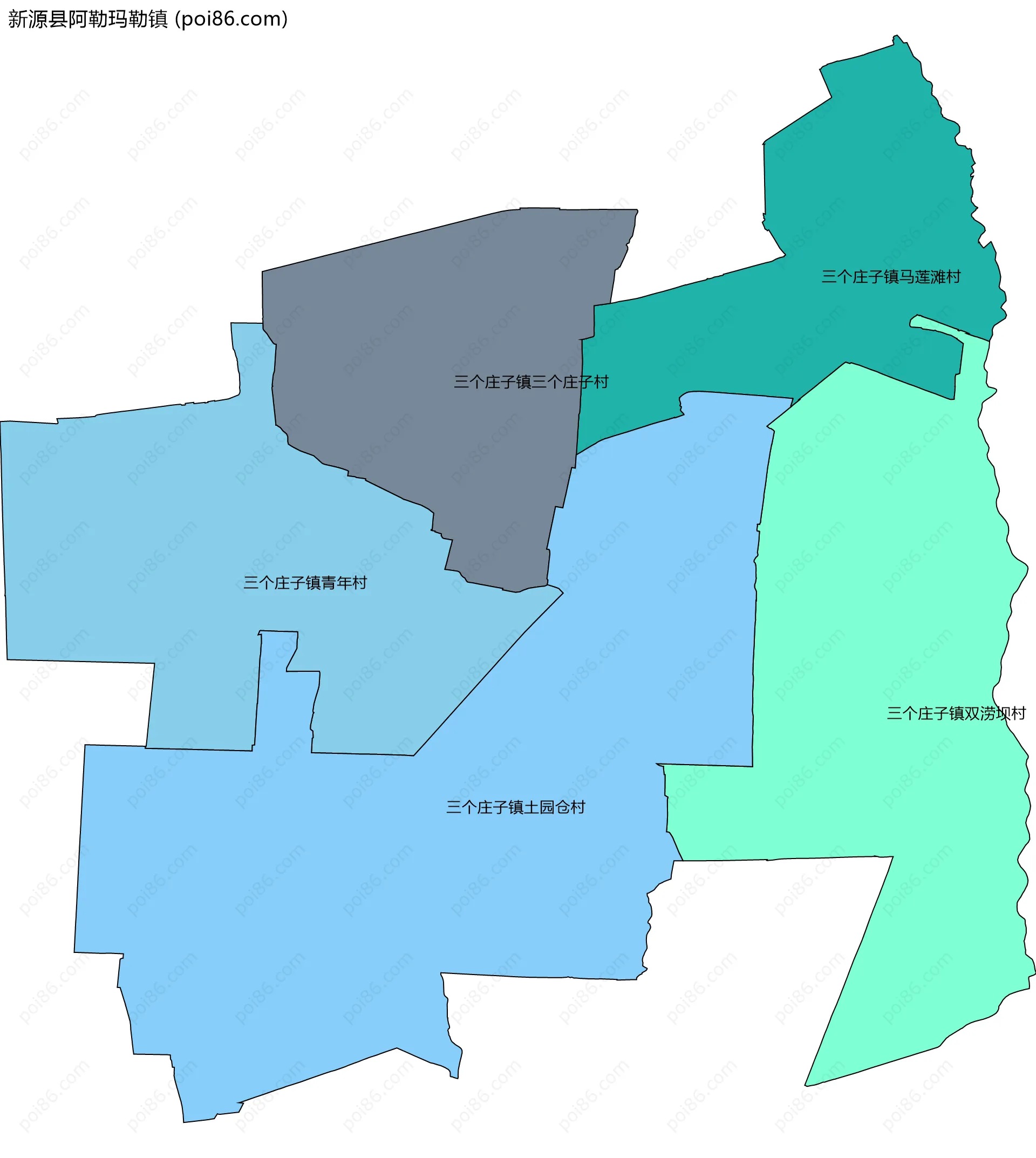 新源县阿勒玛勒镇边界地图(五级行政区划)