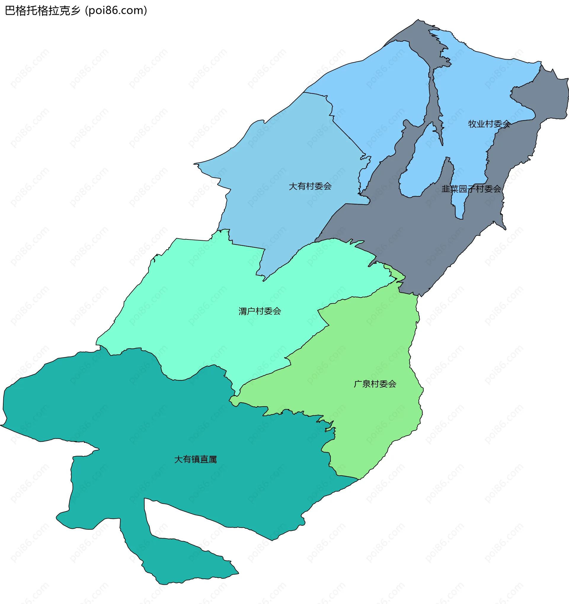 巴格托格拉克乡边界地图(五级行政区划)