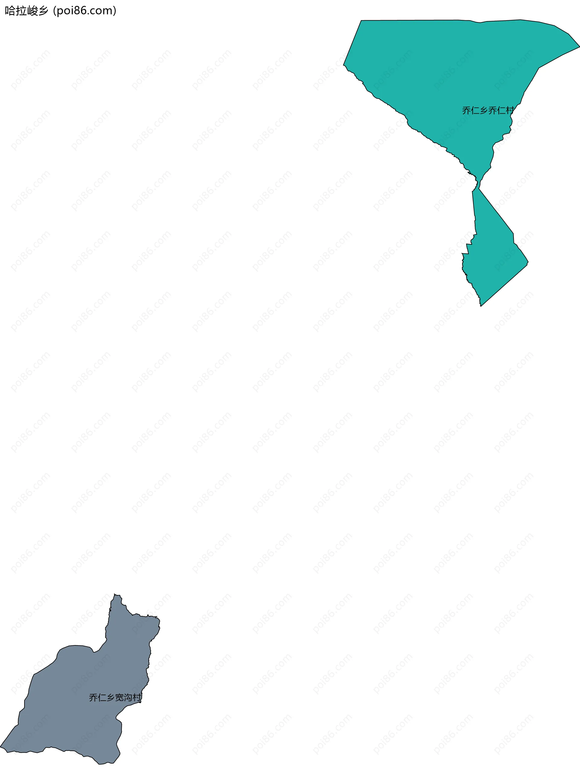 哈拉峻乡边界地图(五级行政区划)