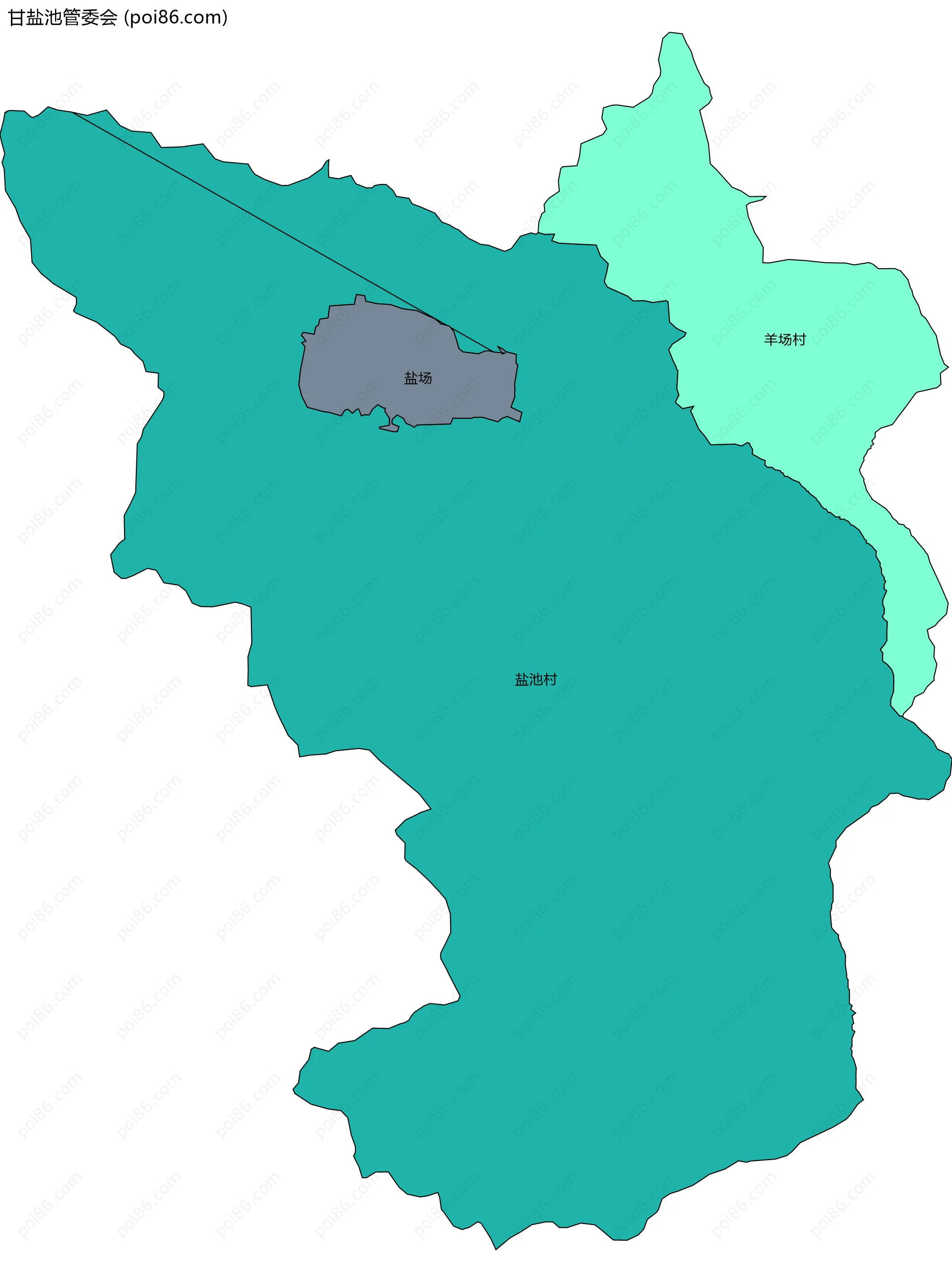 甘盐池管委会边界地图(五级行政区划)