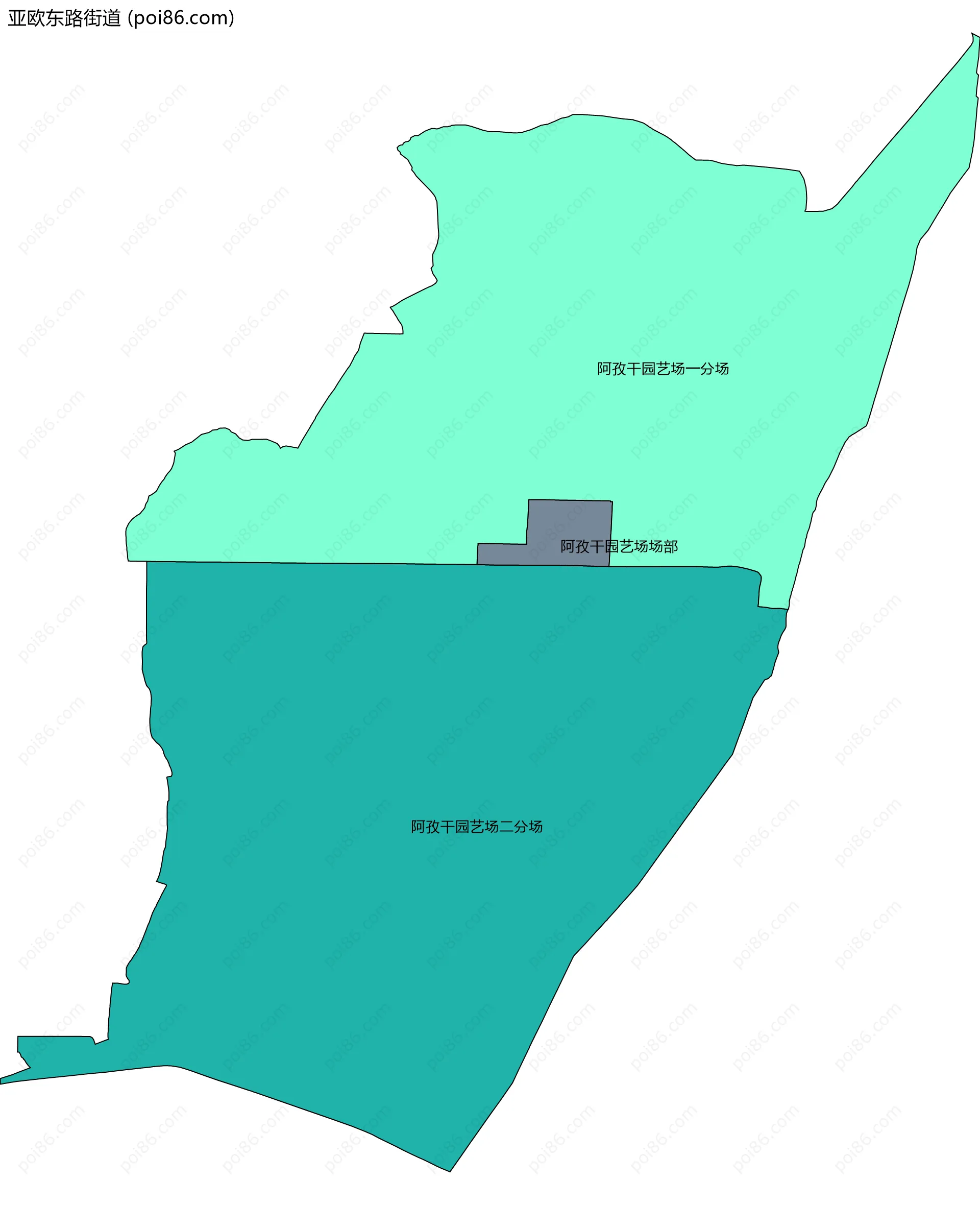 亚欧东路街道边界地图(五级行政区划)