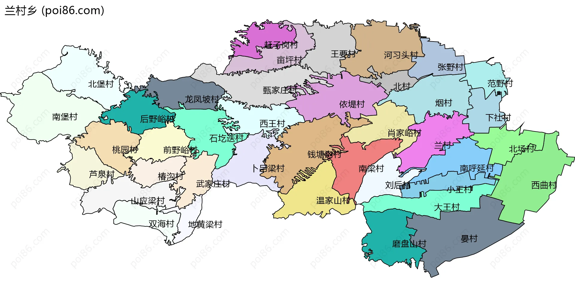 兰村乡边界地图(五级行政区划)