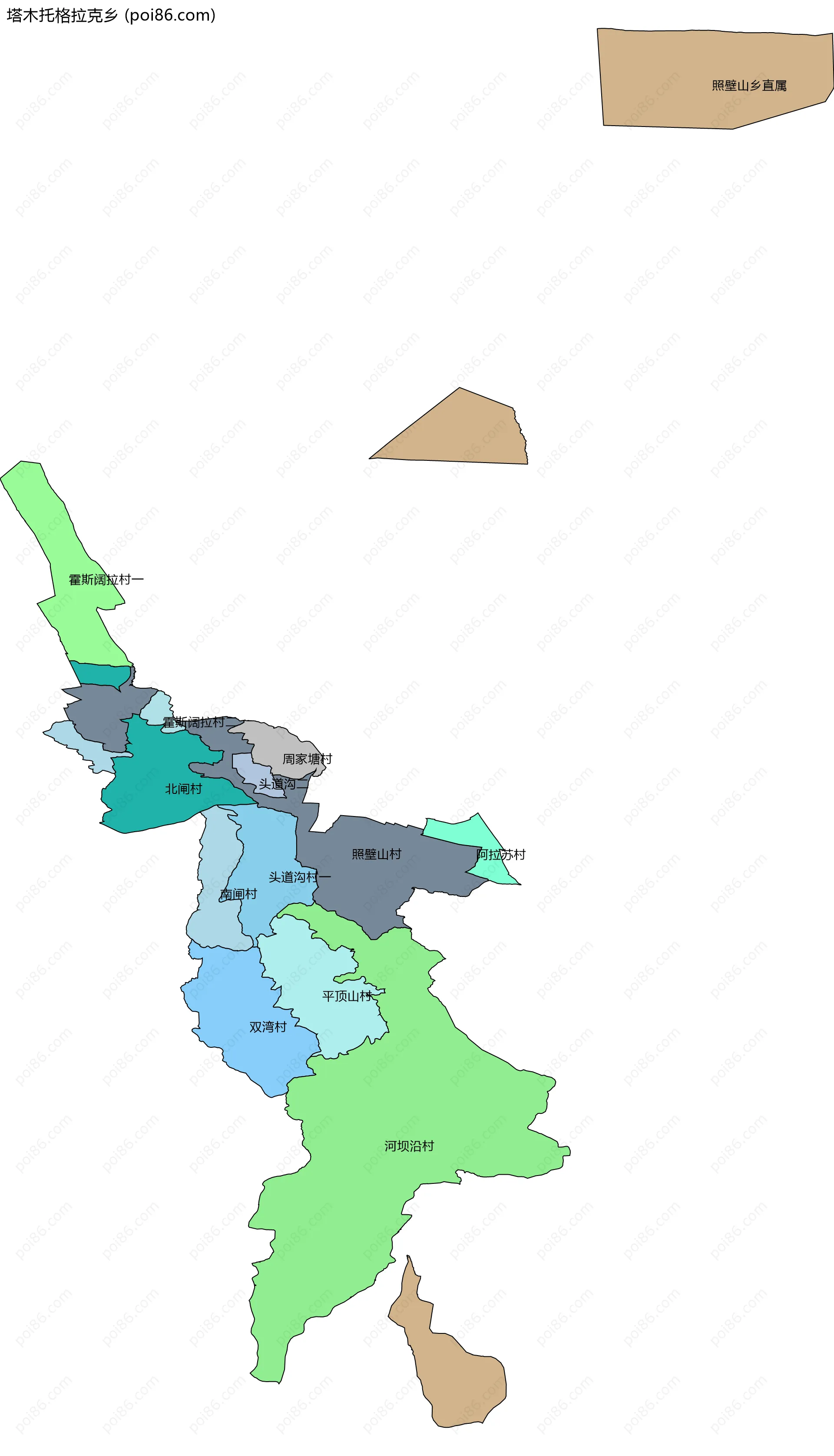 塔木托格拉克乡边界地图(五级行政区划)
