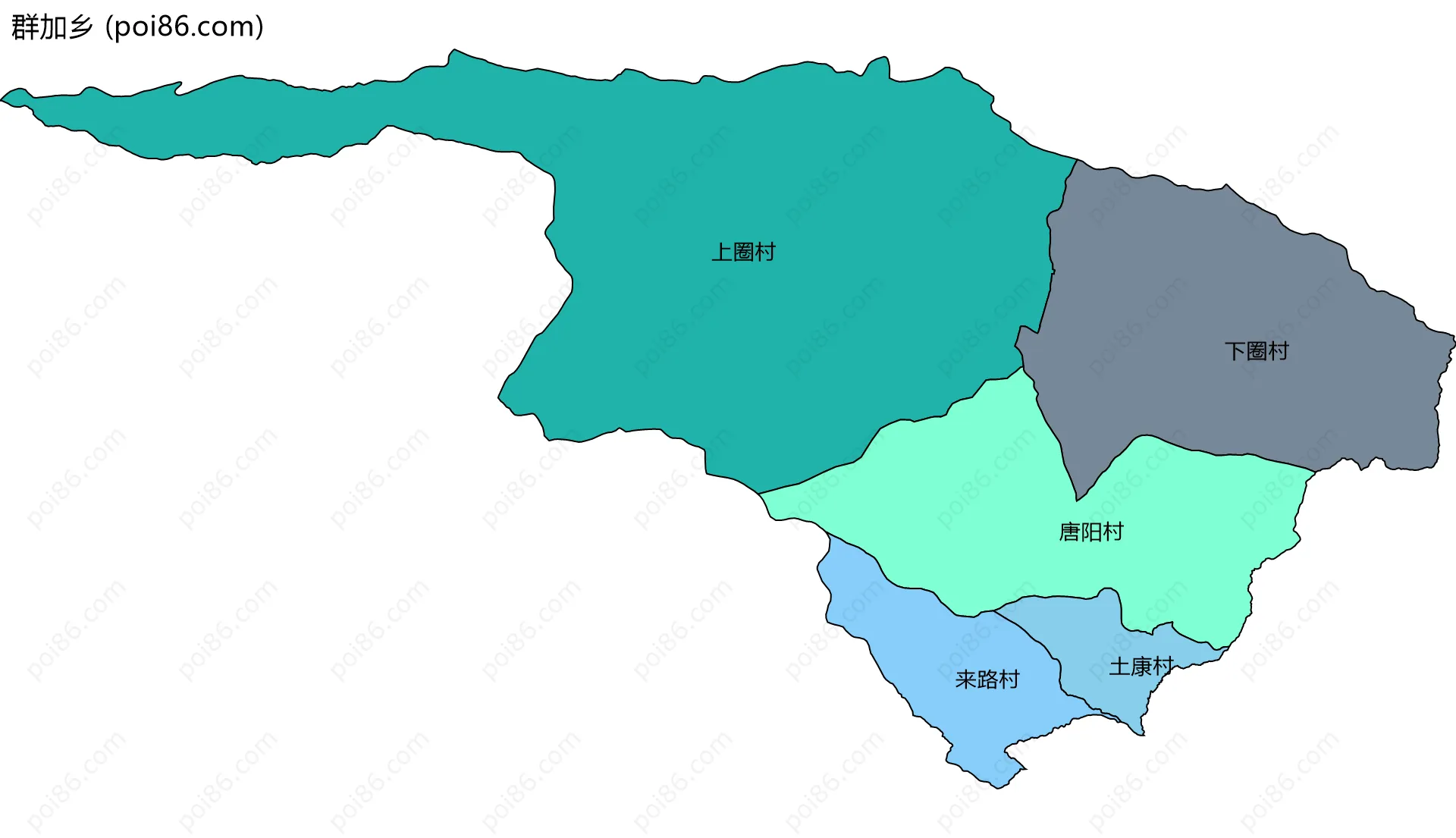 群加乡边界地图(五级行政区划)
