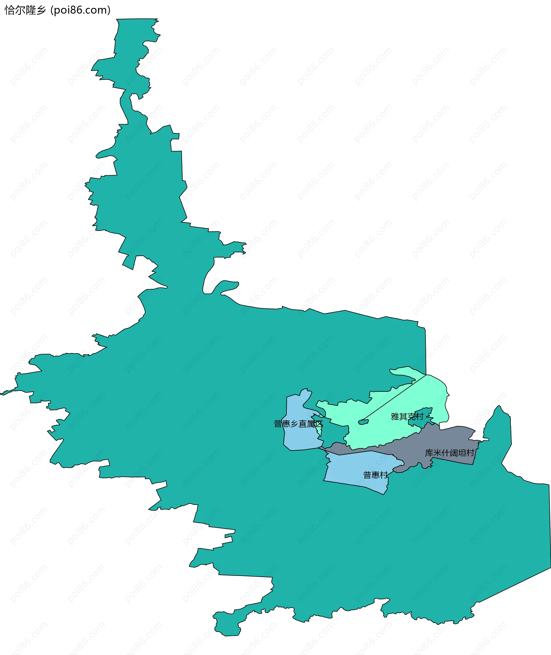 恰尔隆乡边界地图(五级行政区划)