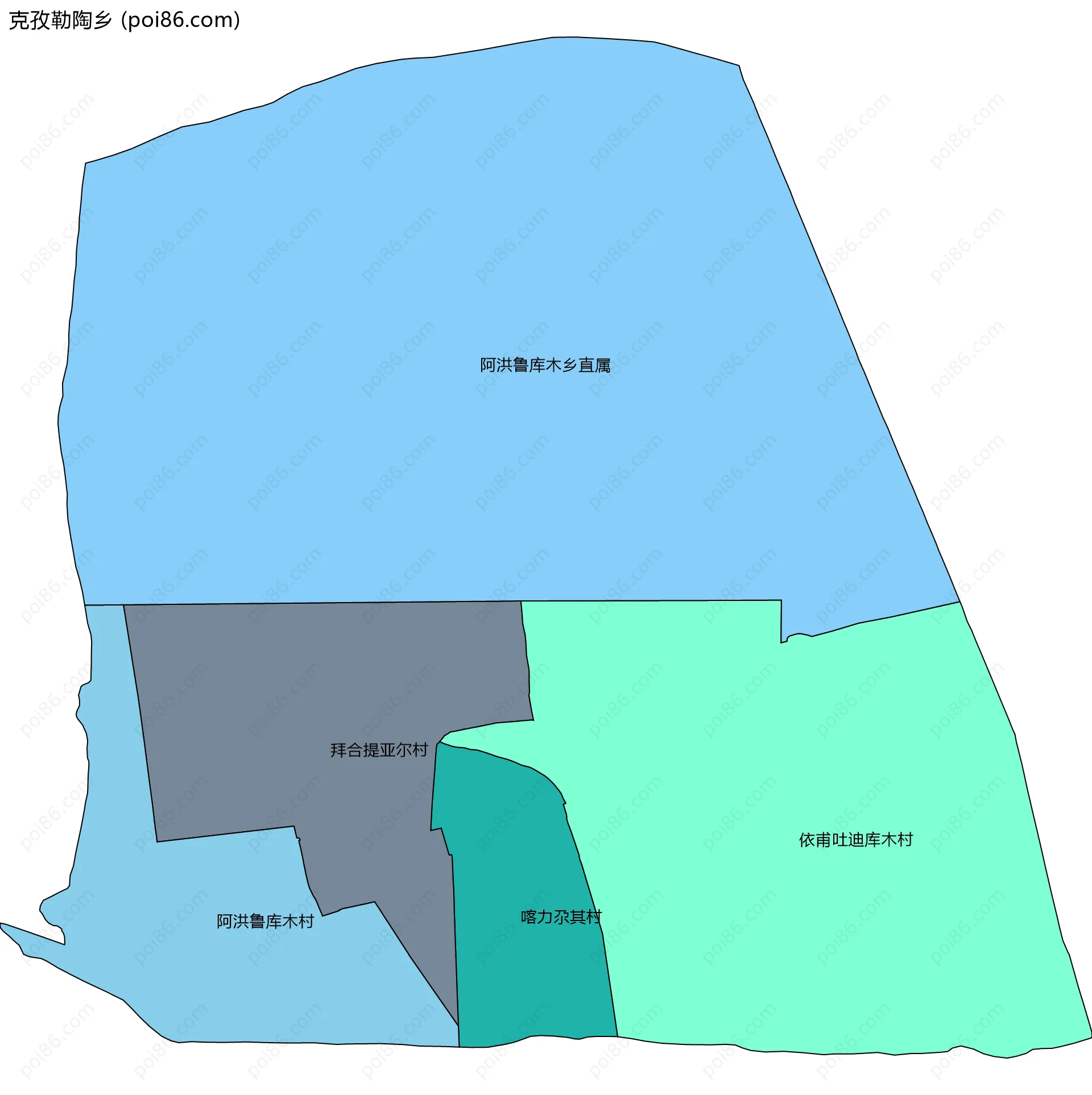 克孜勒陶乡边界地图(五级行政区划)