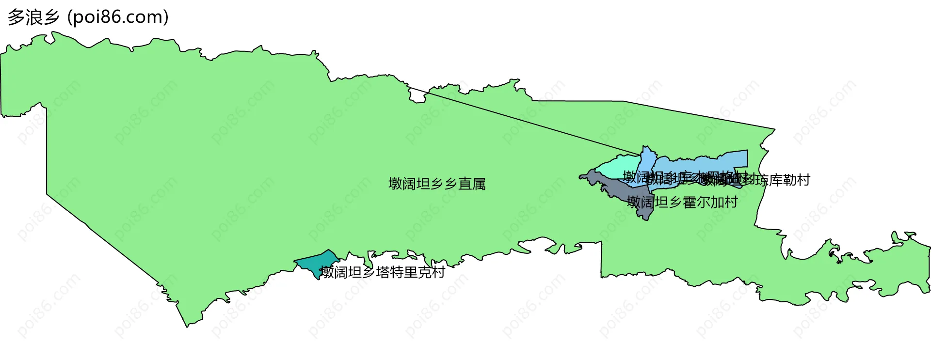 多浪乡边界地图(五级行政区划)