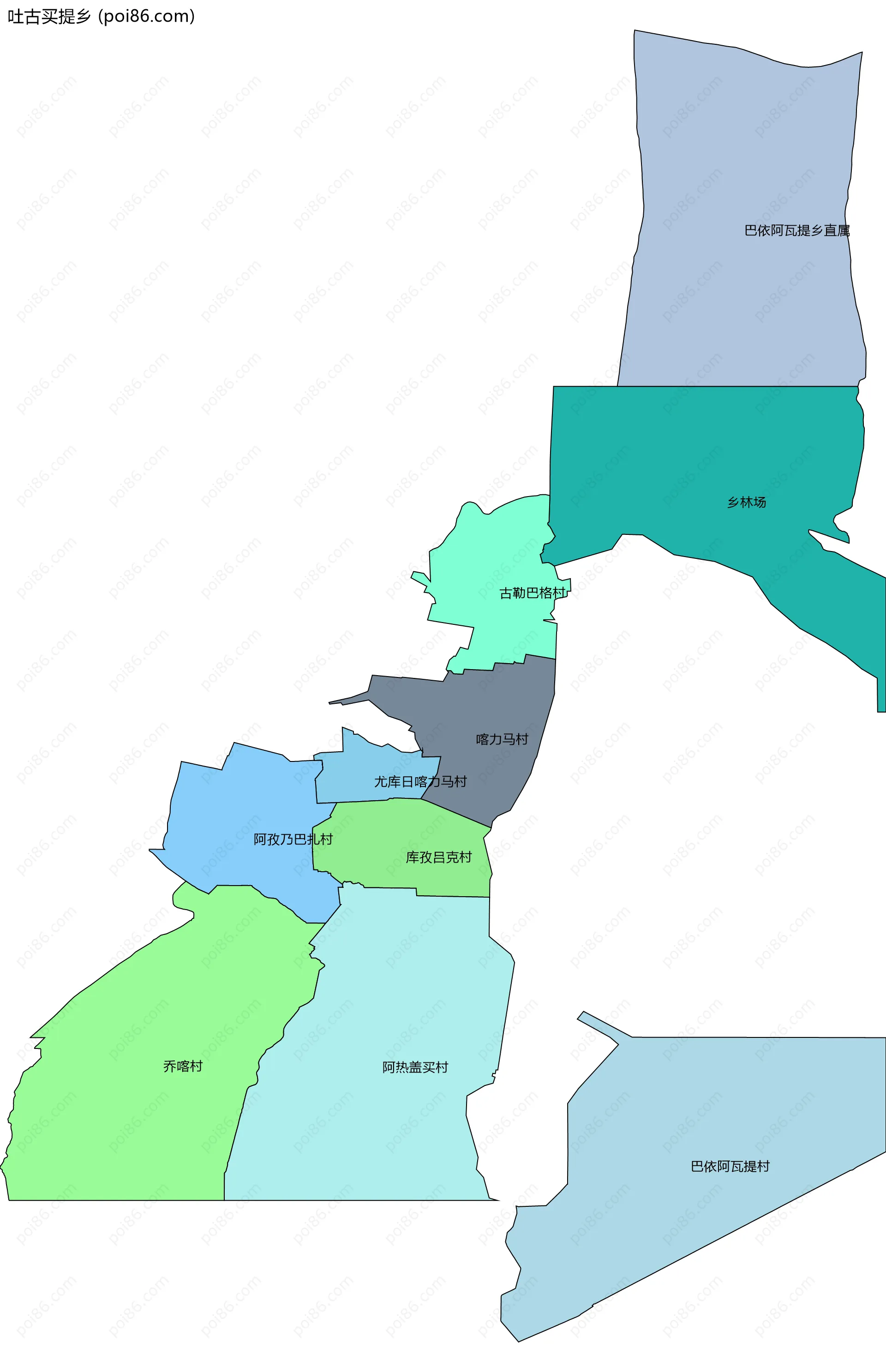 吐古买提乡边界地图(五级行政区划)