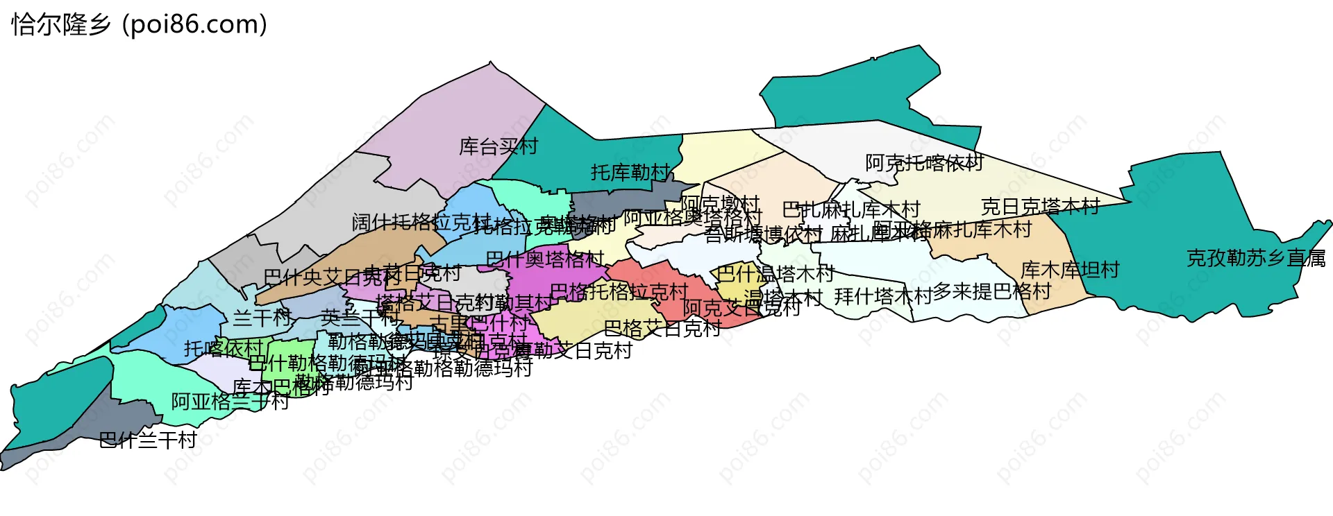 恰尔隆乡边界地图(五级行政区划)