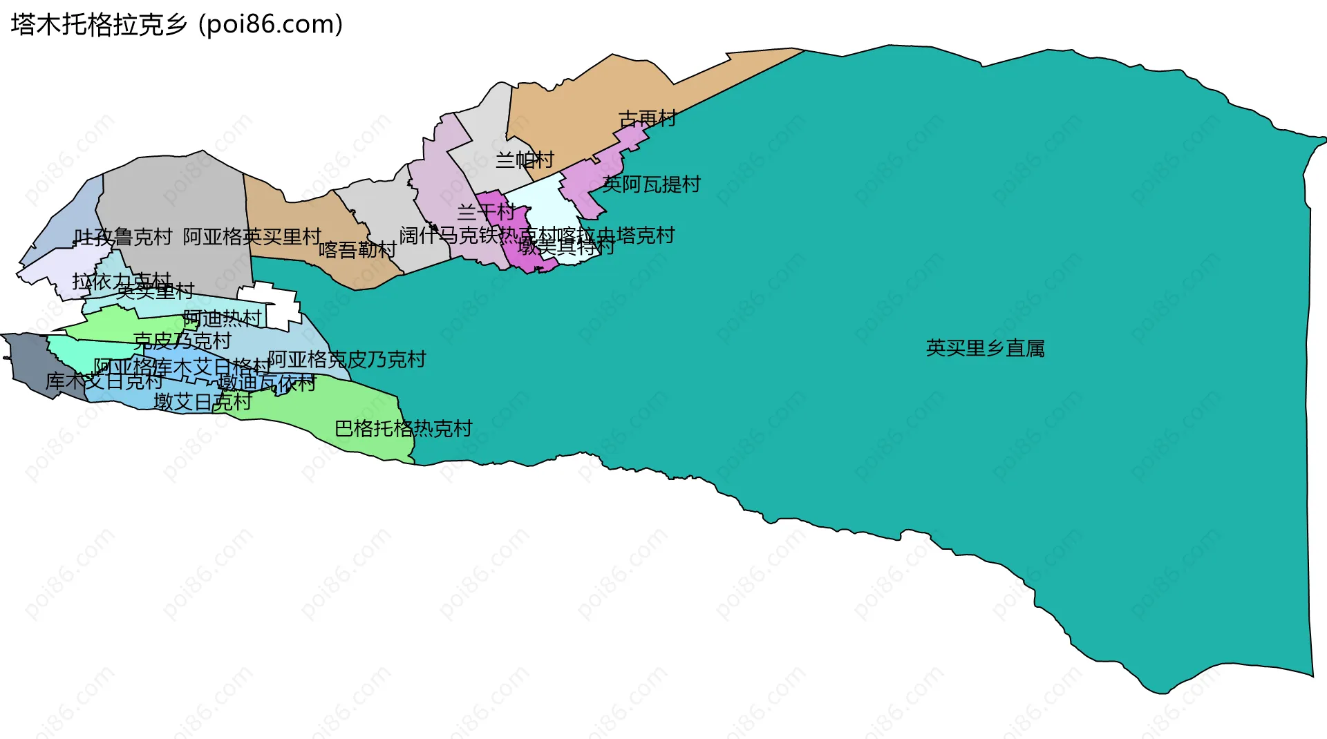 塔木托格拉克乡边界地图(五级行政区划)