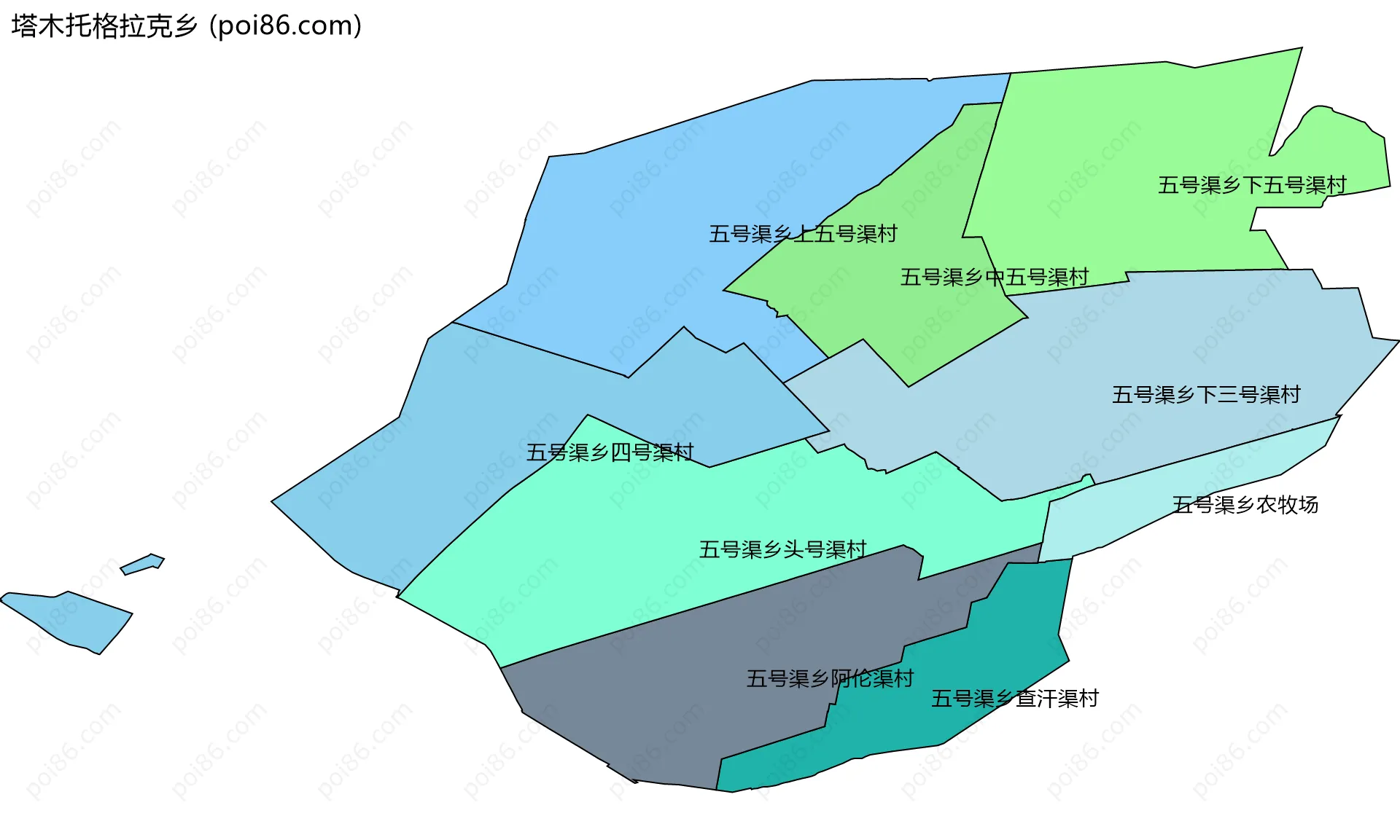 塔木托格拉克乡边界地图(五级行政区划)