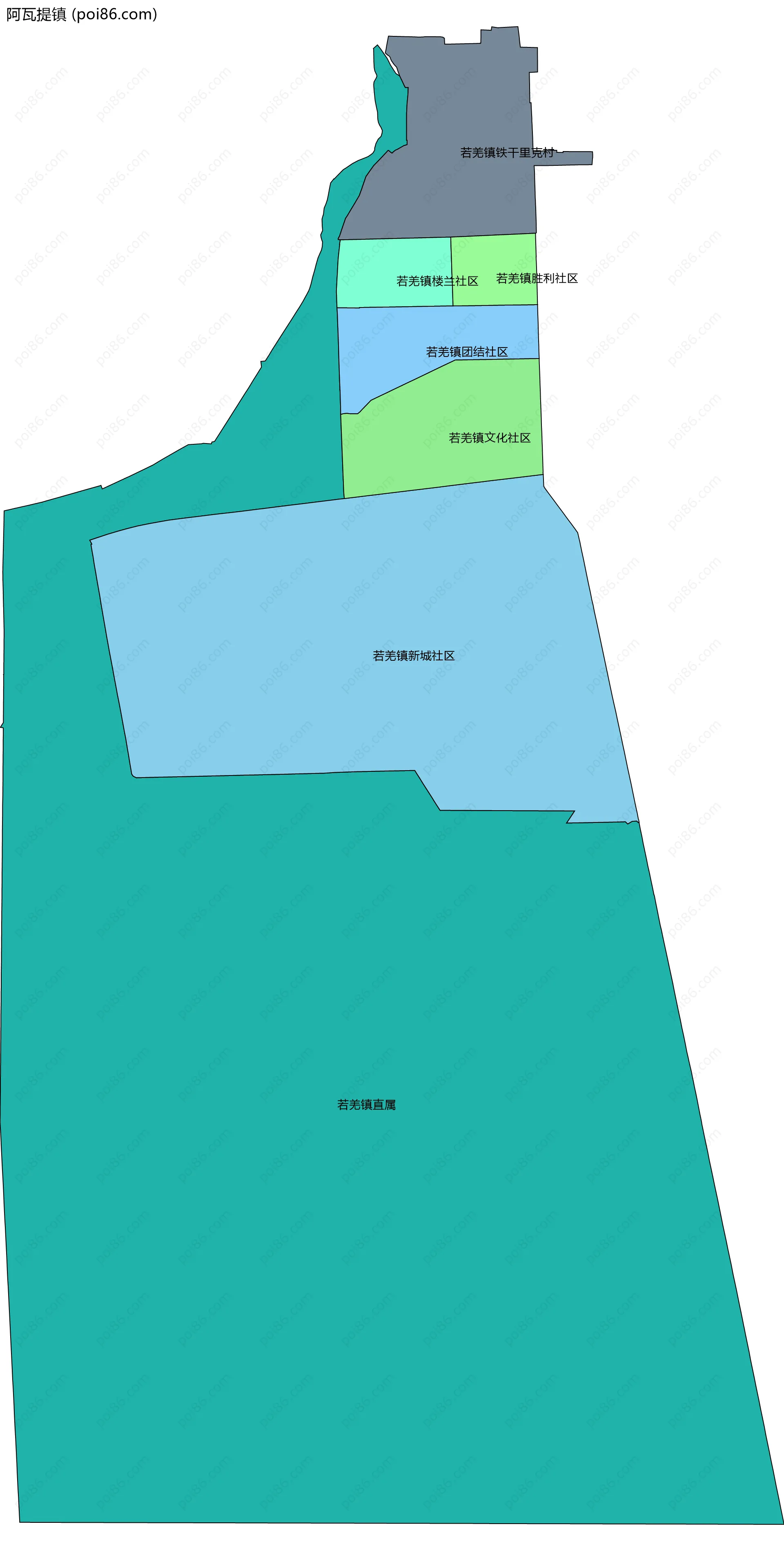 阿瓦提镇边界地图(五级行政区划)