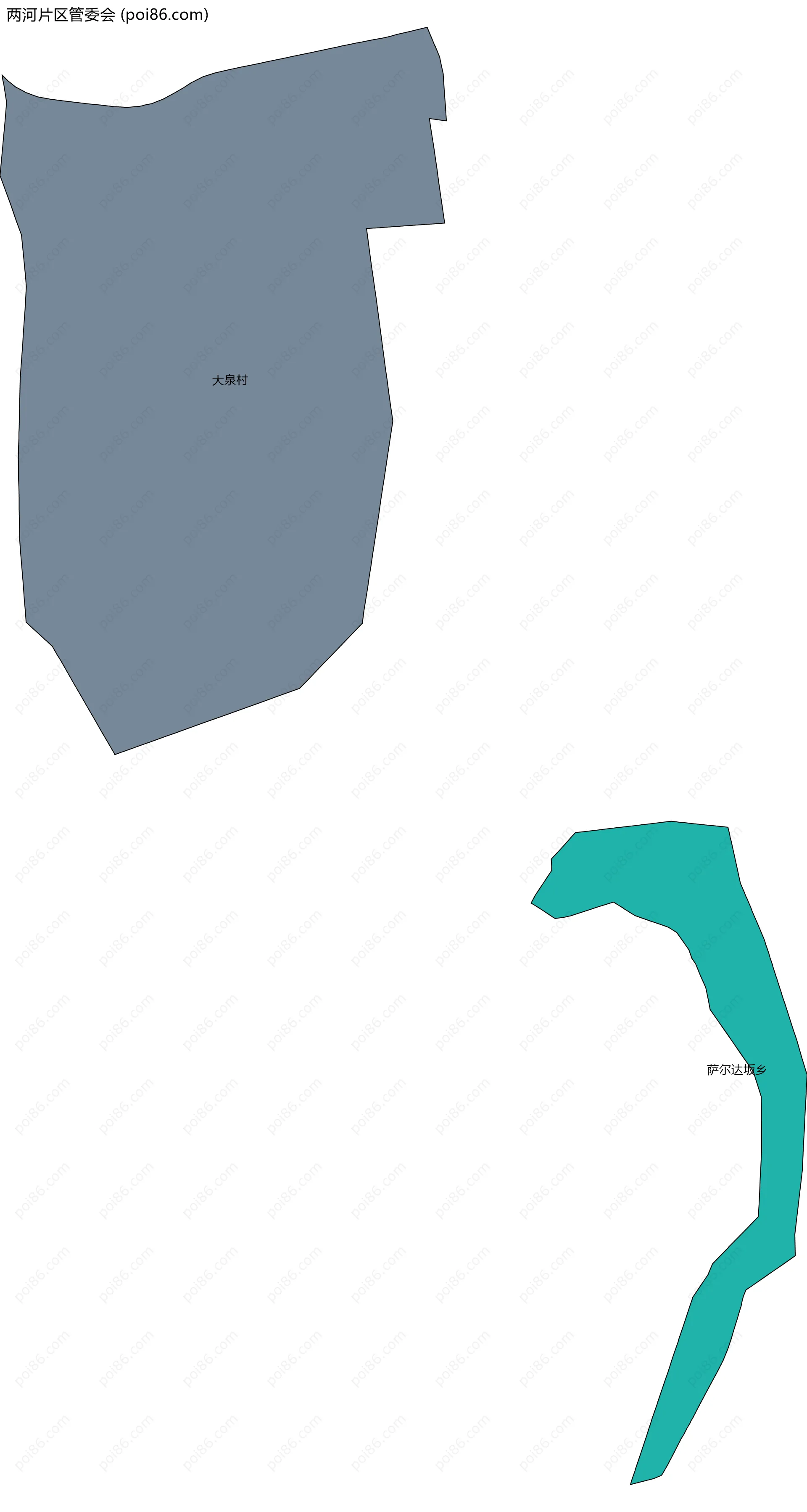 两河片区管委会边界地图(五级行政区划)