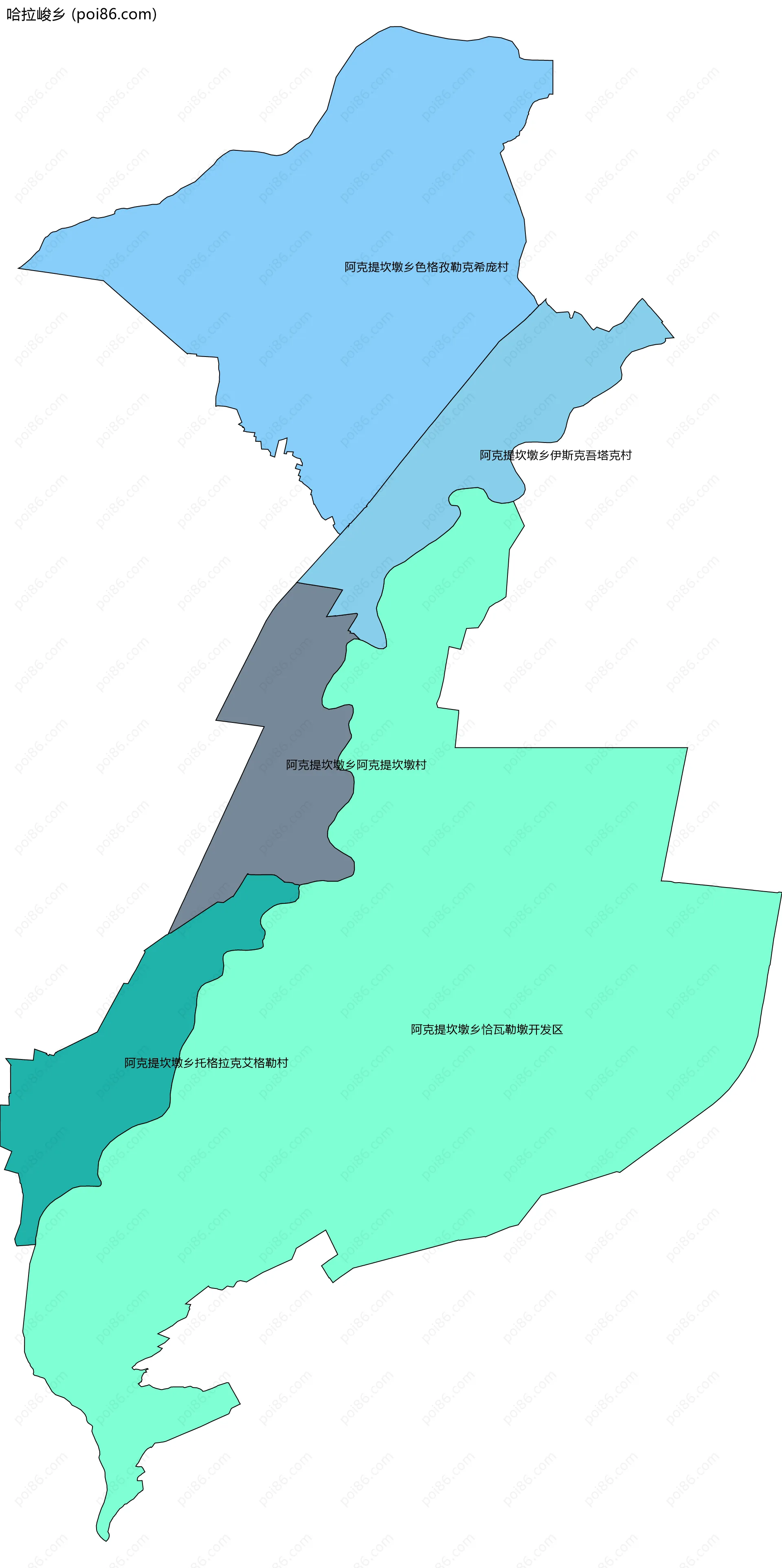 哈拉峻乡边界地图(五级行政区划)