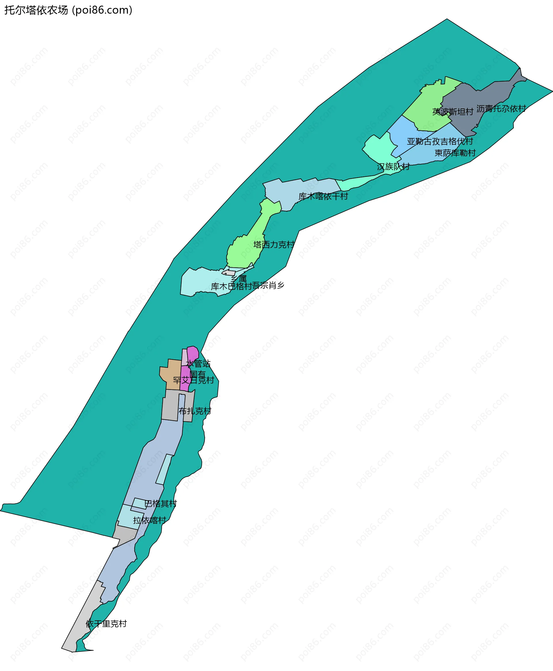 托尔塔依农场边界地图(五级行政区划)