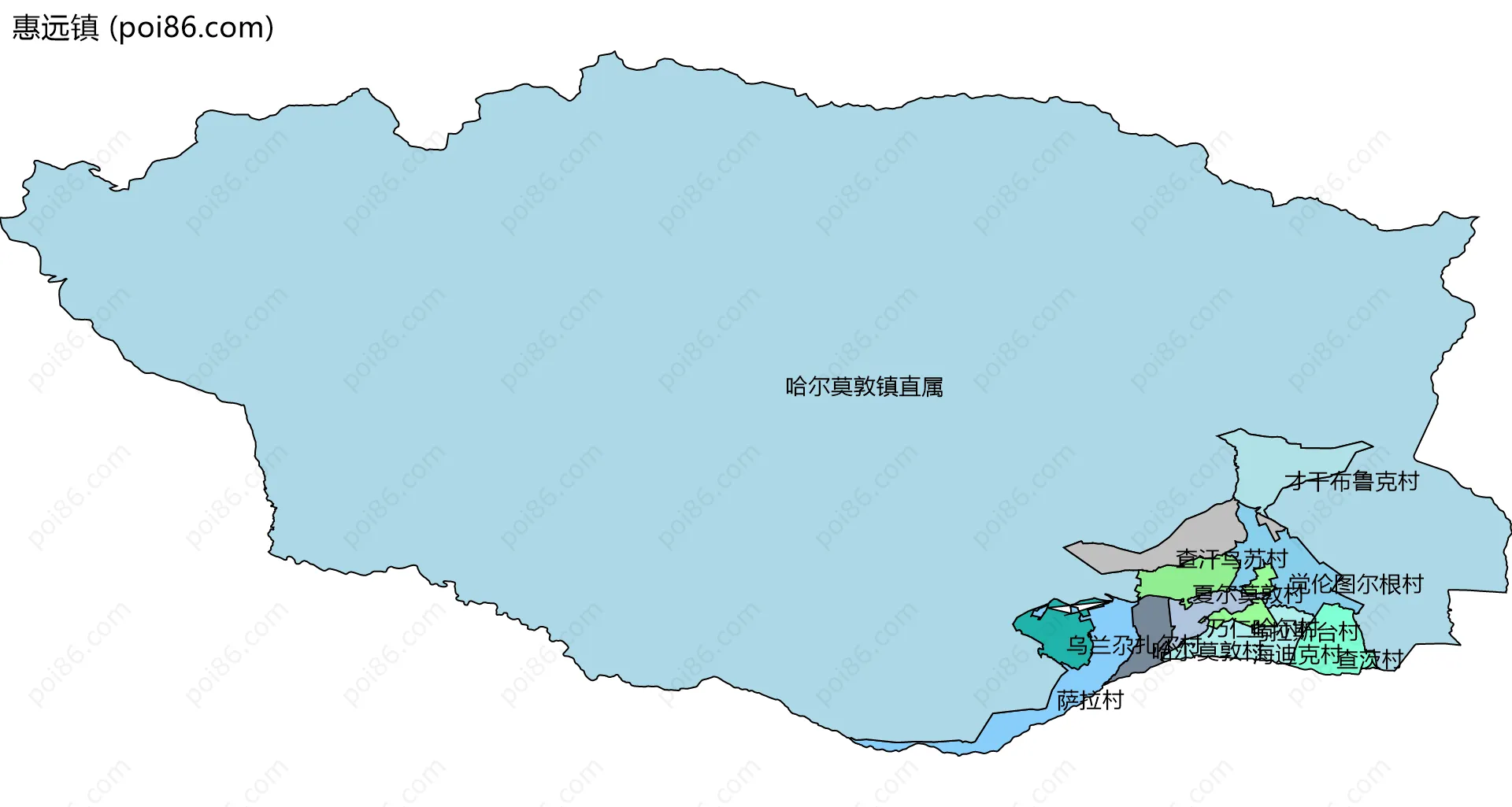 惠远镇边界地图(五级行政区划)