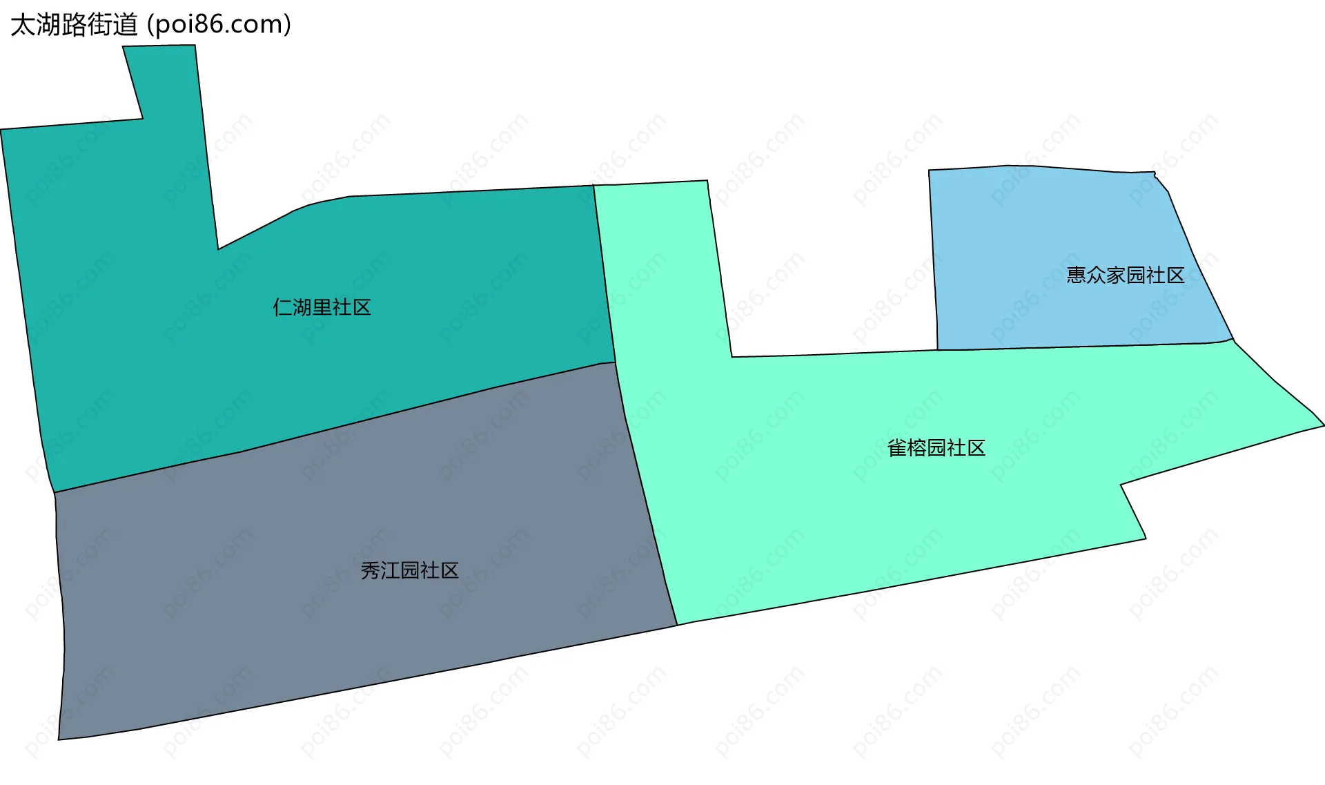 太湖路街道边界地图(五级行政区划)