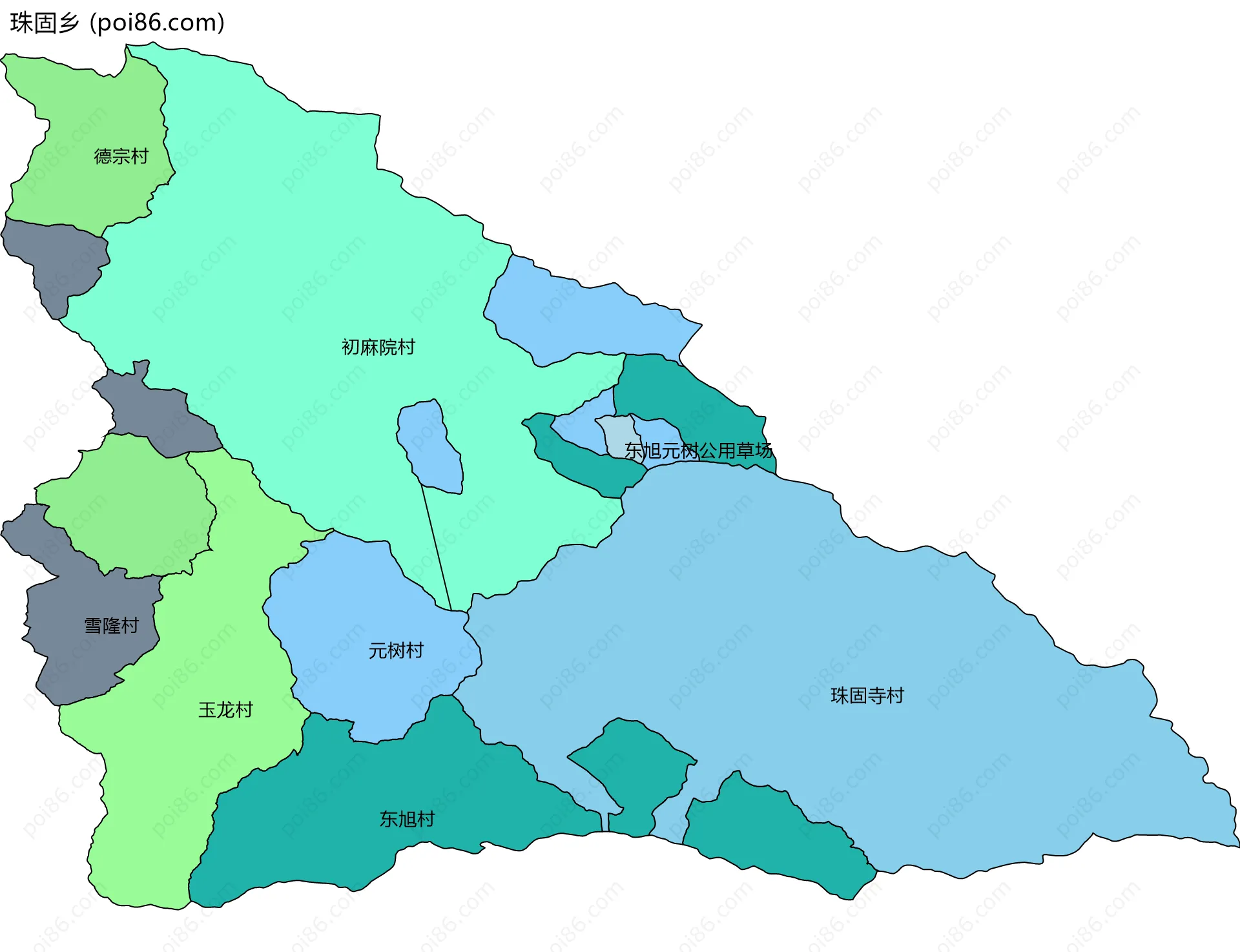 珠固乡边界地图(五级行政区划)