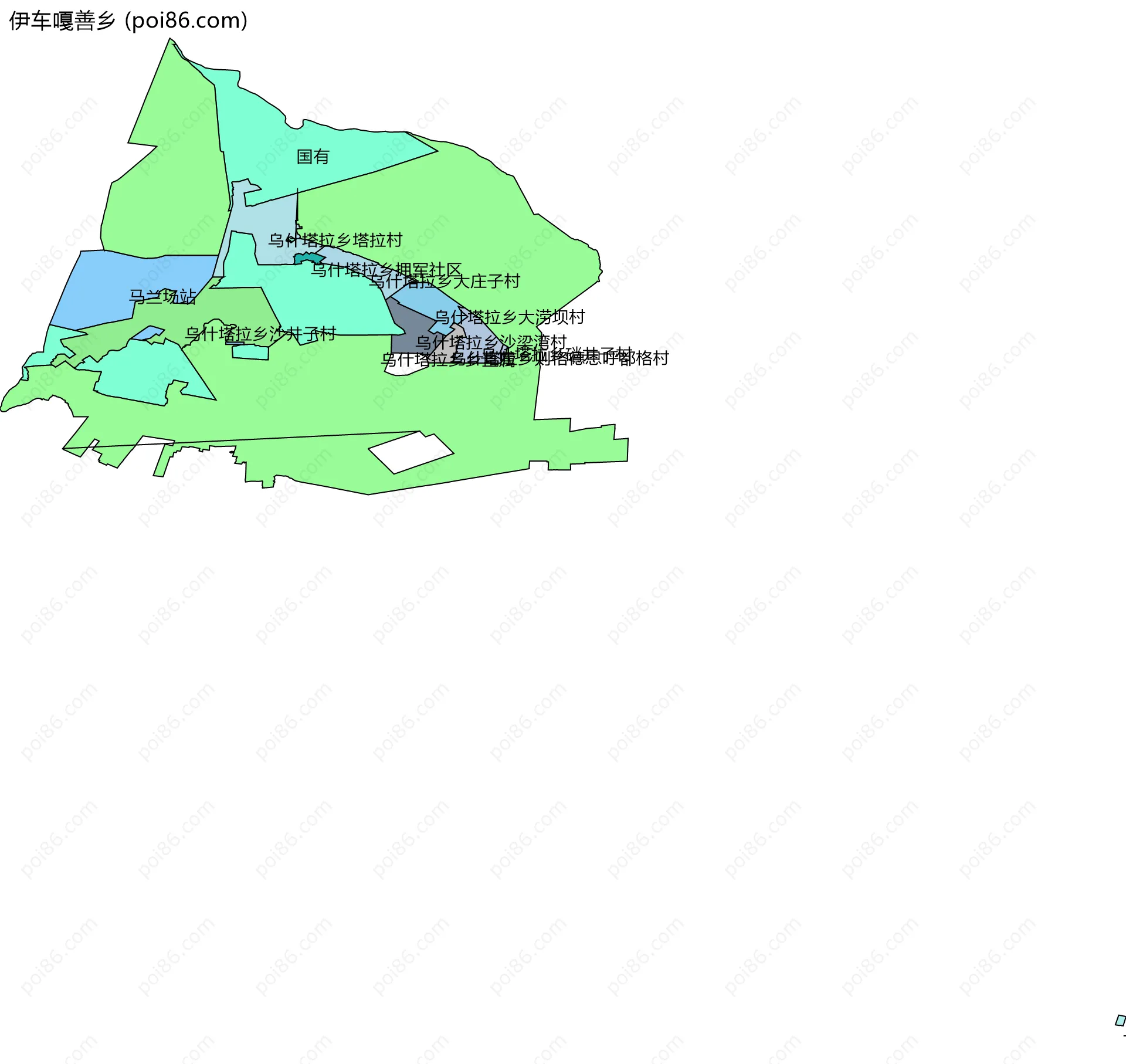 伊车嘎善乡边界地图(五级行政区划)