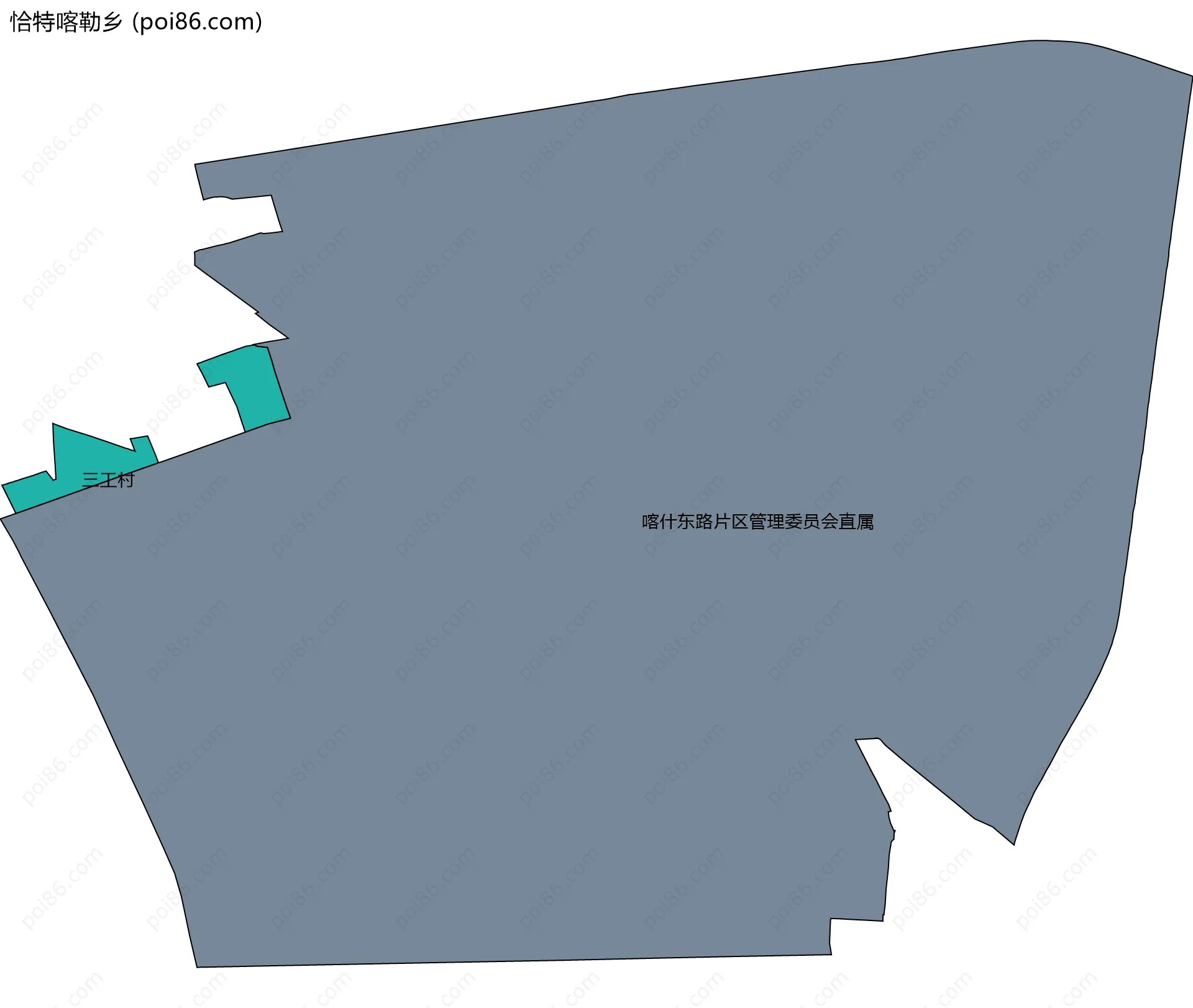 恰特喀勒乡边界地图(五级行政区划)