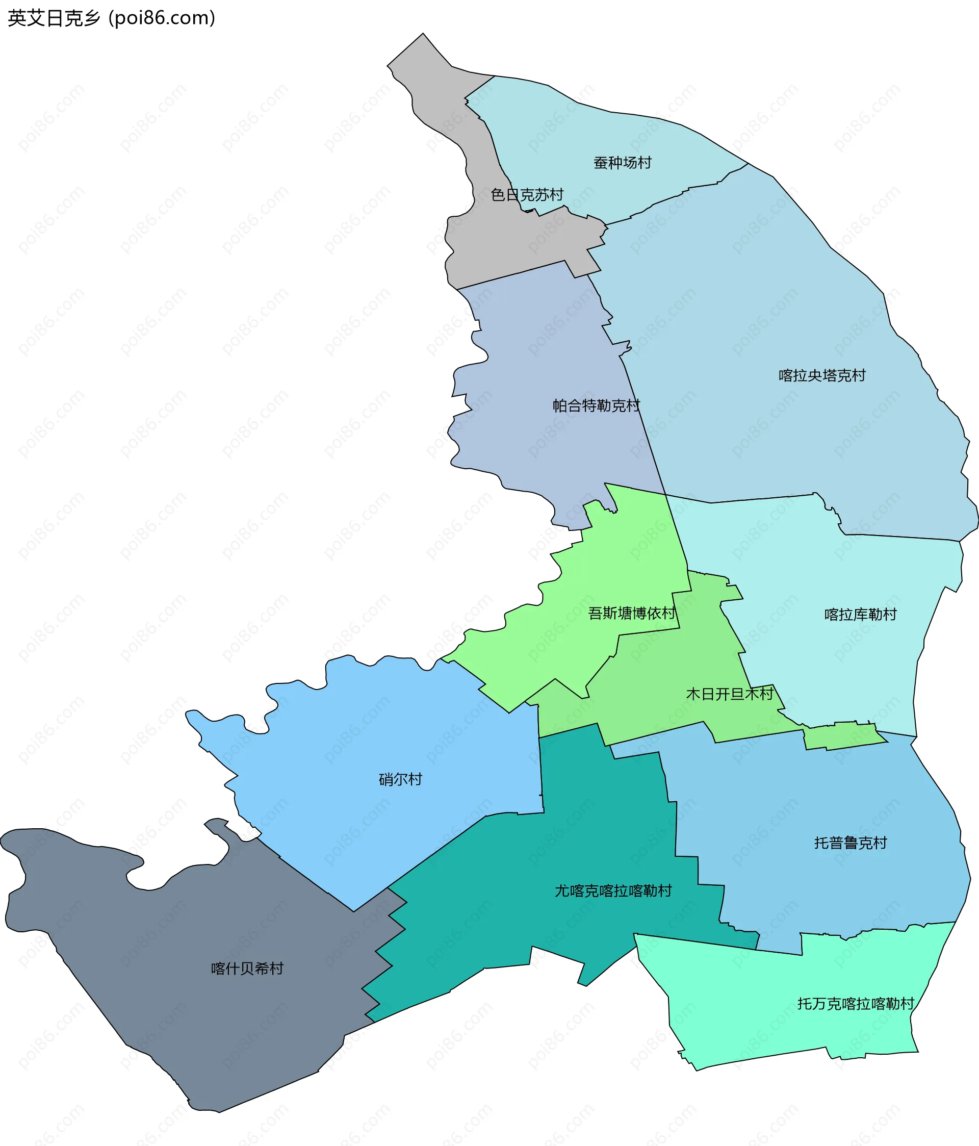 英艾日克乡边界地图(五级行政区划)