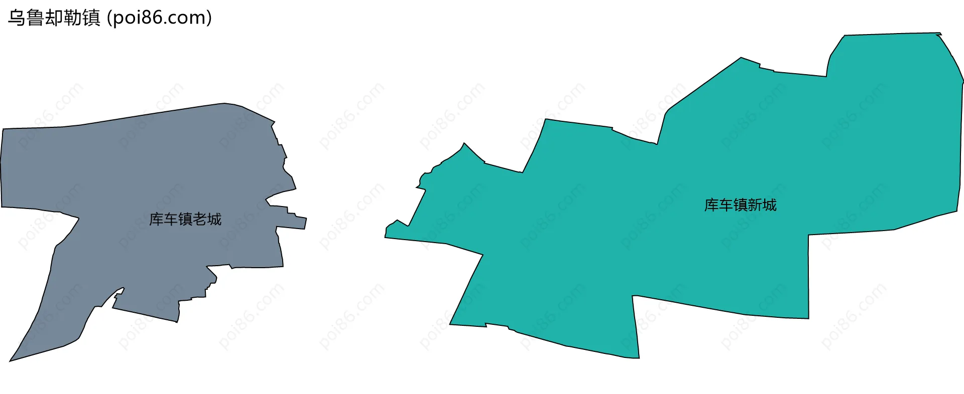 乌鲁却勒镇边界地图(五级行政区划)