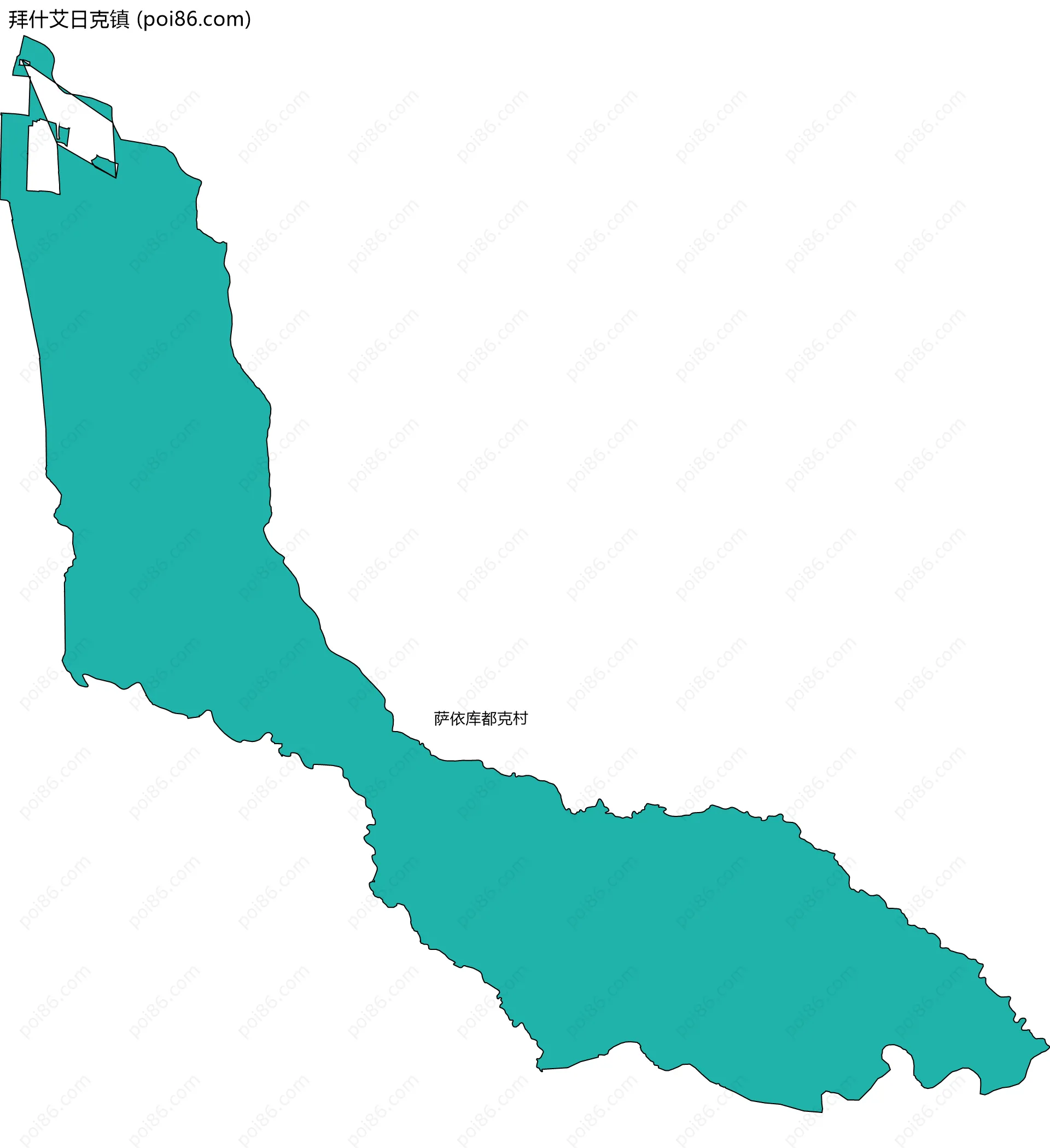 拜什艾日克镇边界地图(五级行政区划)