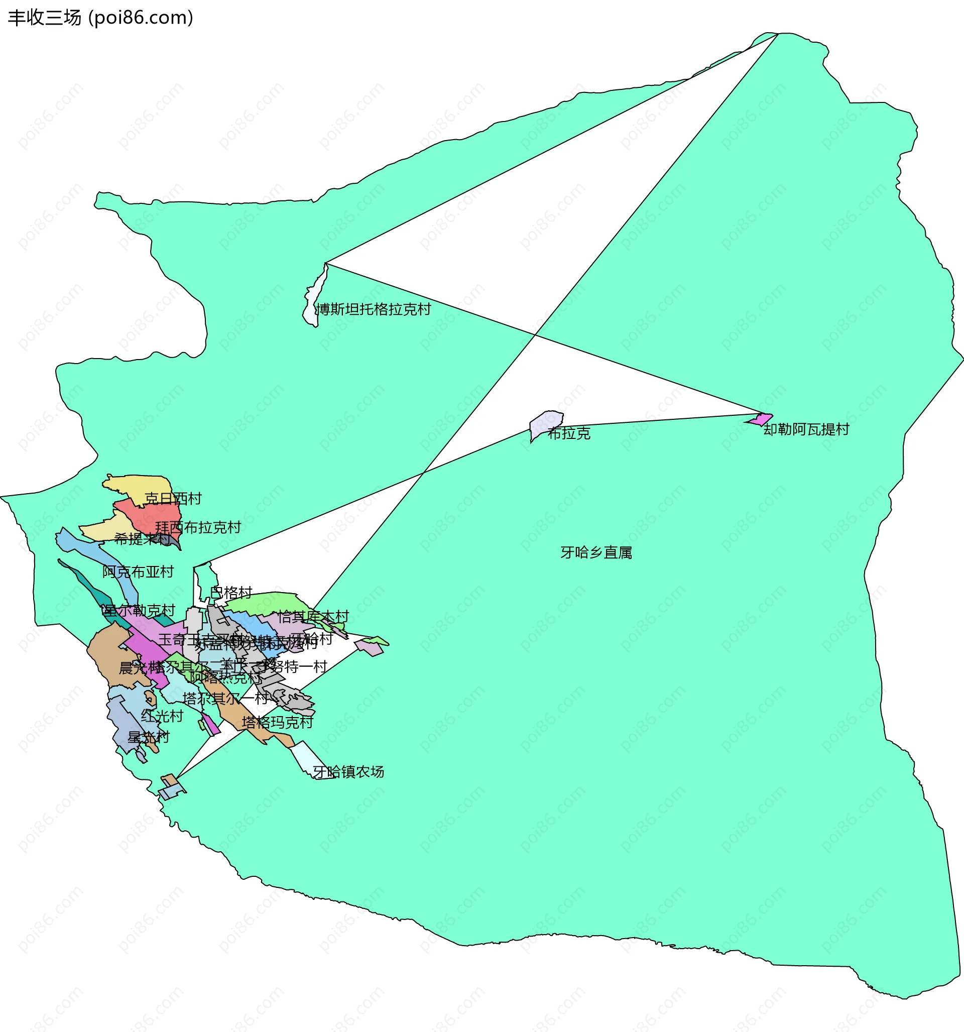 丰收三场边界地图(五级行政区划)