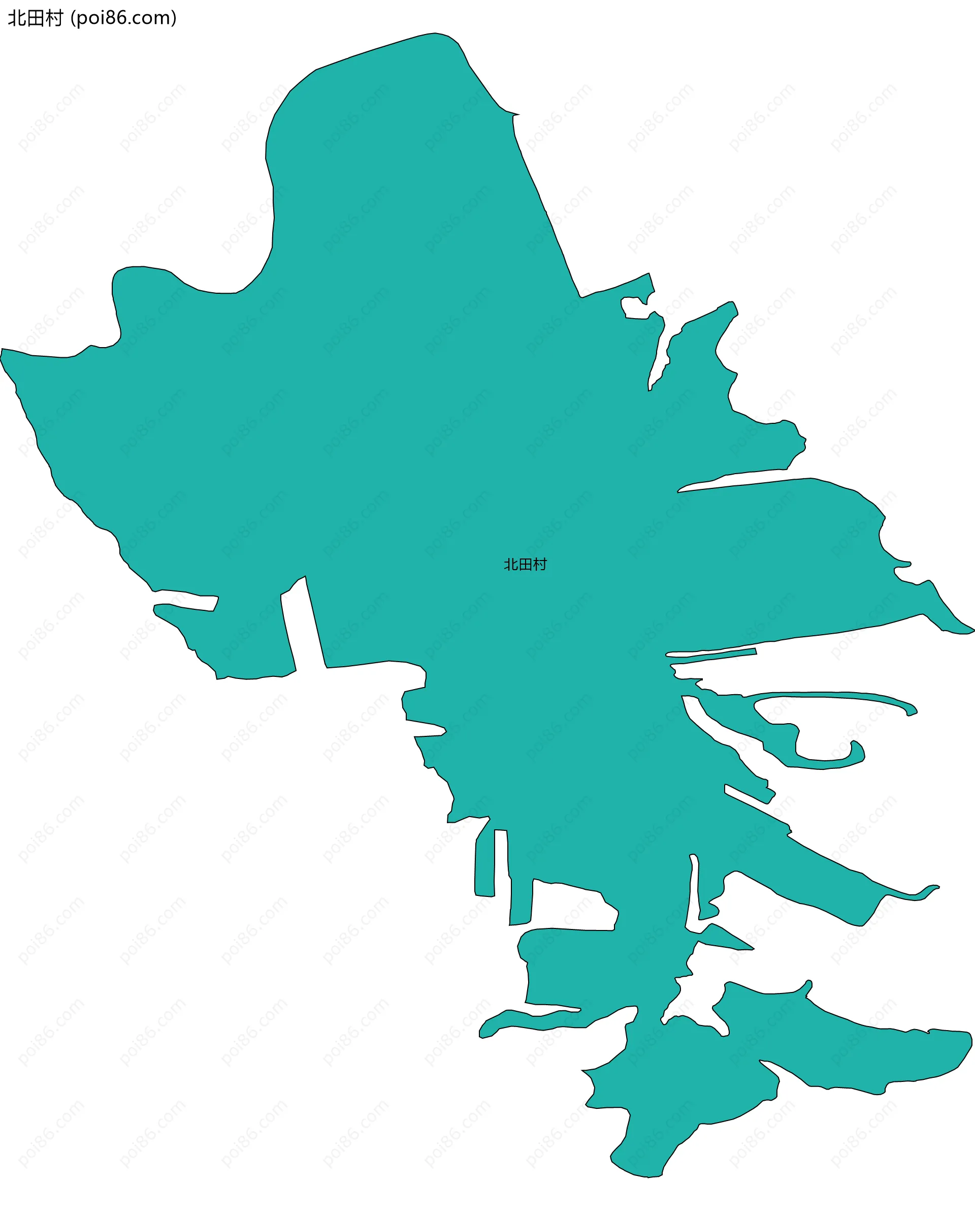 北田村边界地图