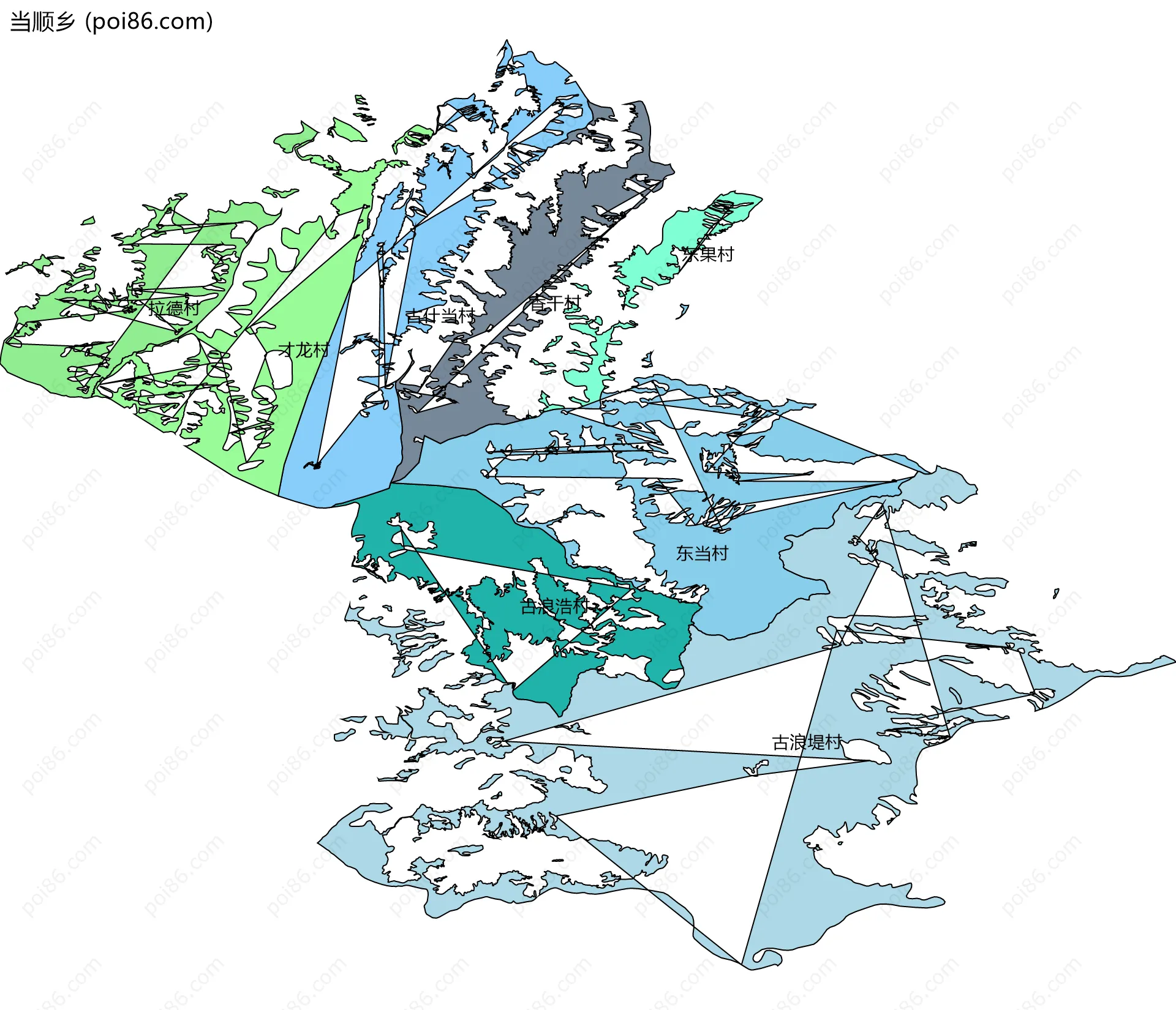 当顺乡边界地图(五级行政区划)