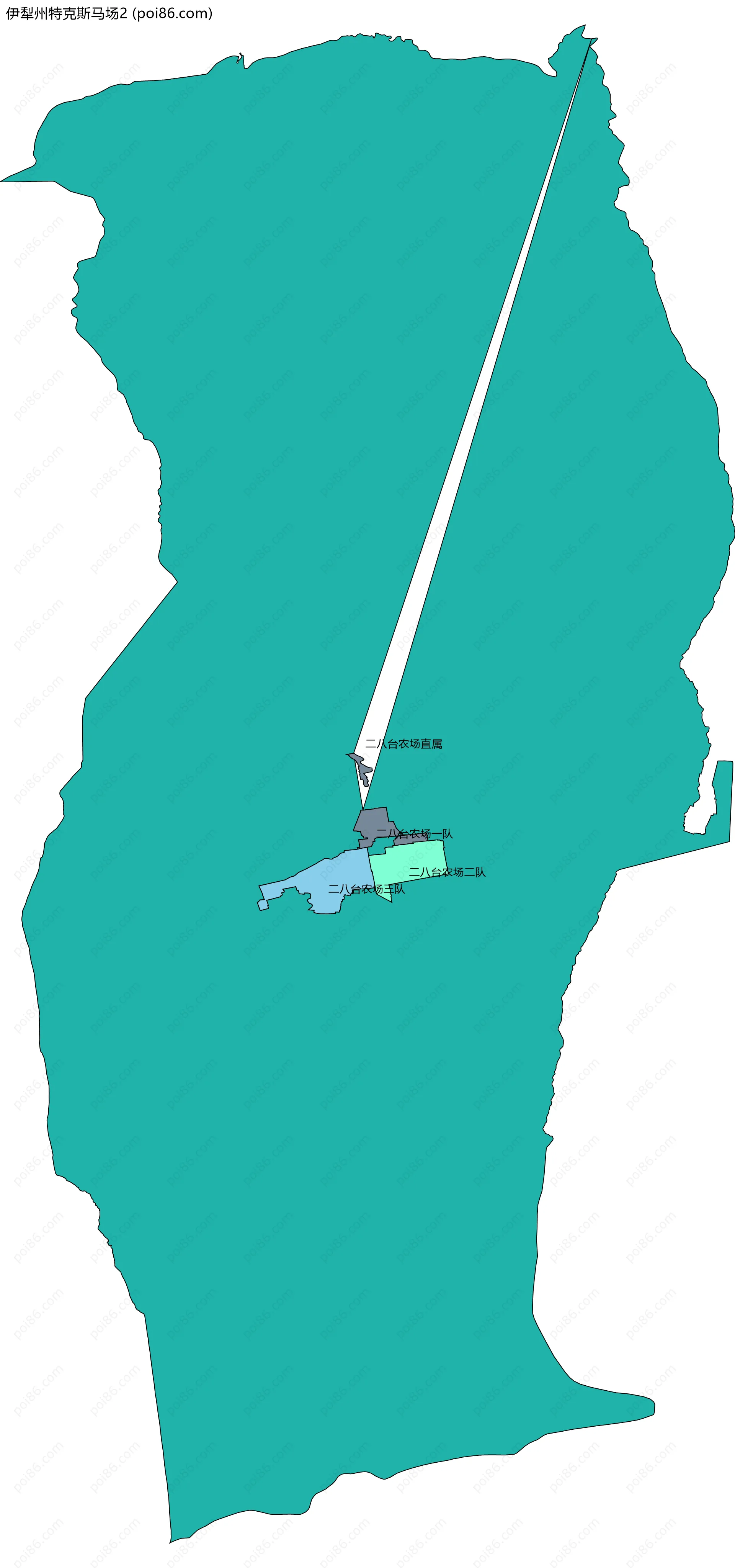 伊犁州特克斯马场2边界地图(五级行政区划)